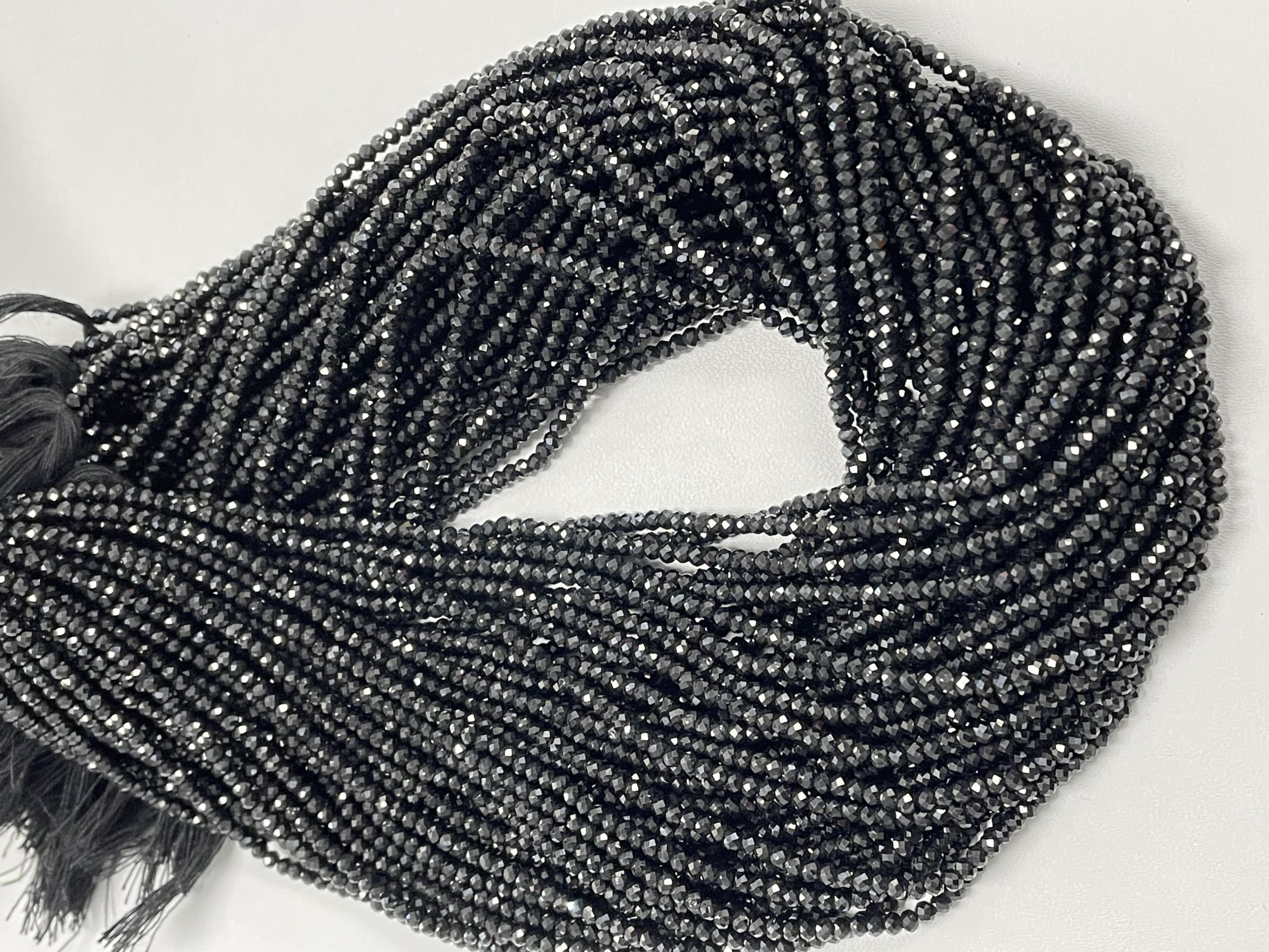 Black Spinel Rondelle Faceted