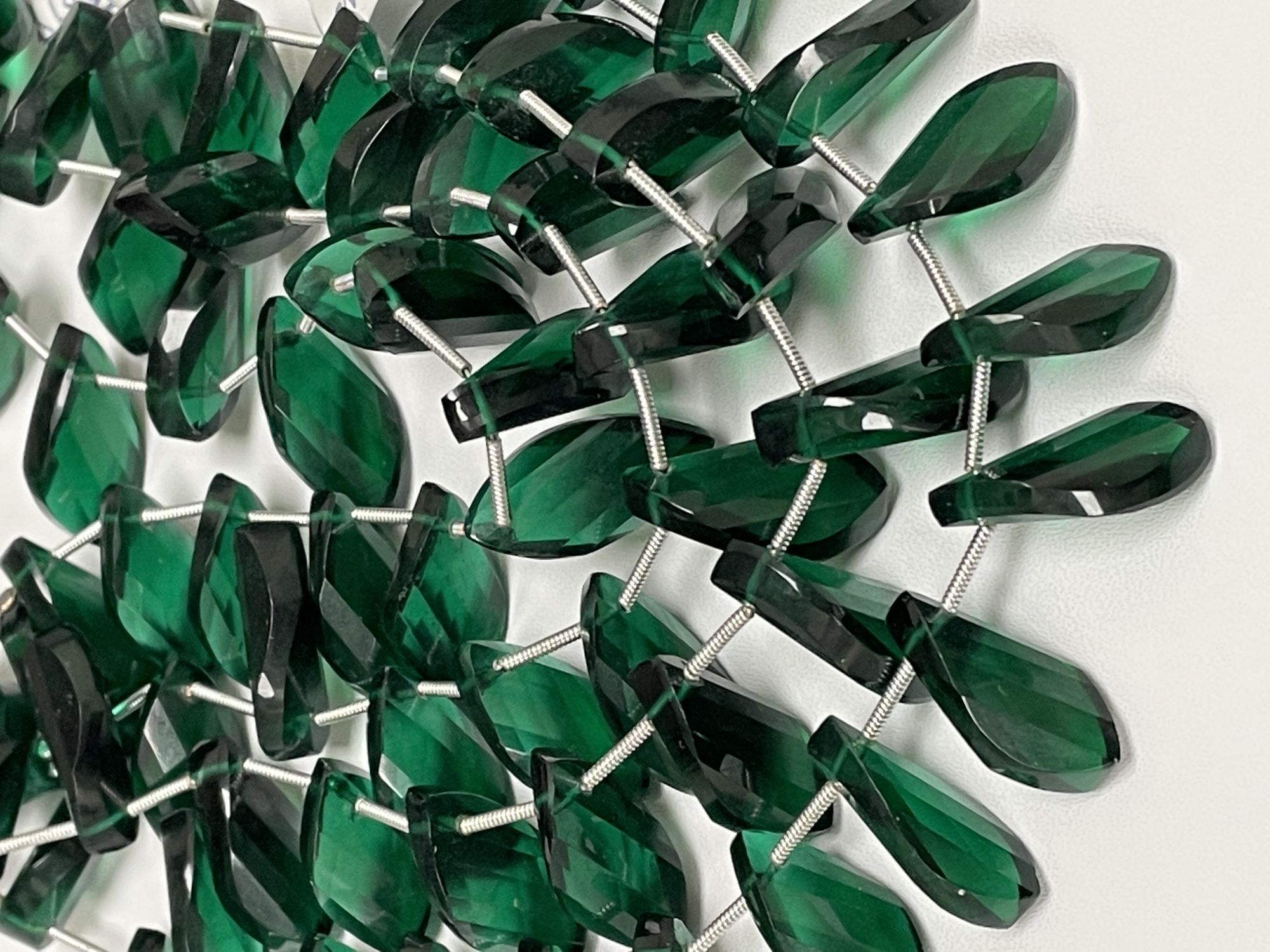 Green Hydro Quartz Twisted Leaf Faceted