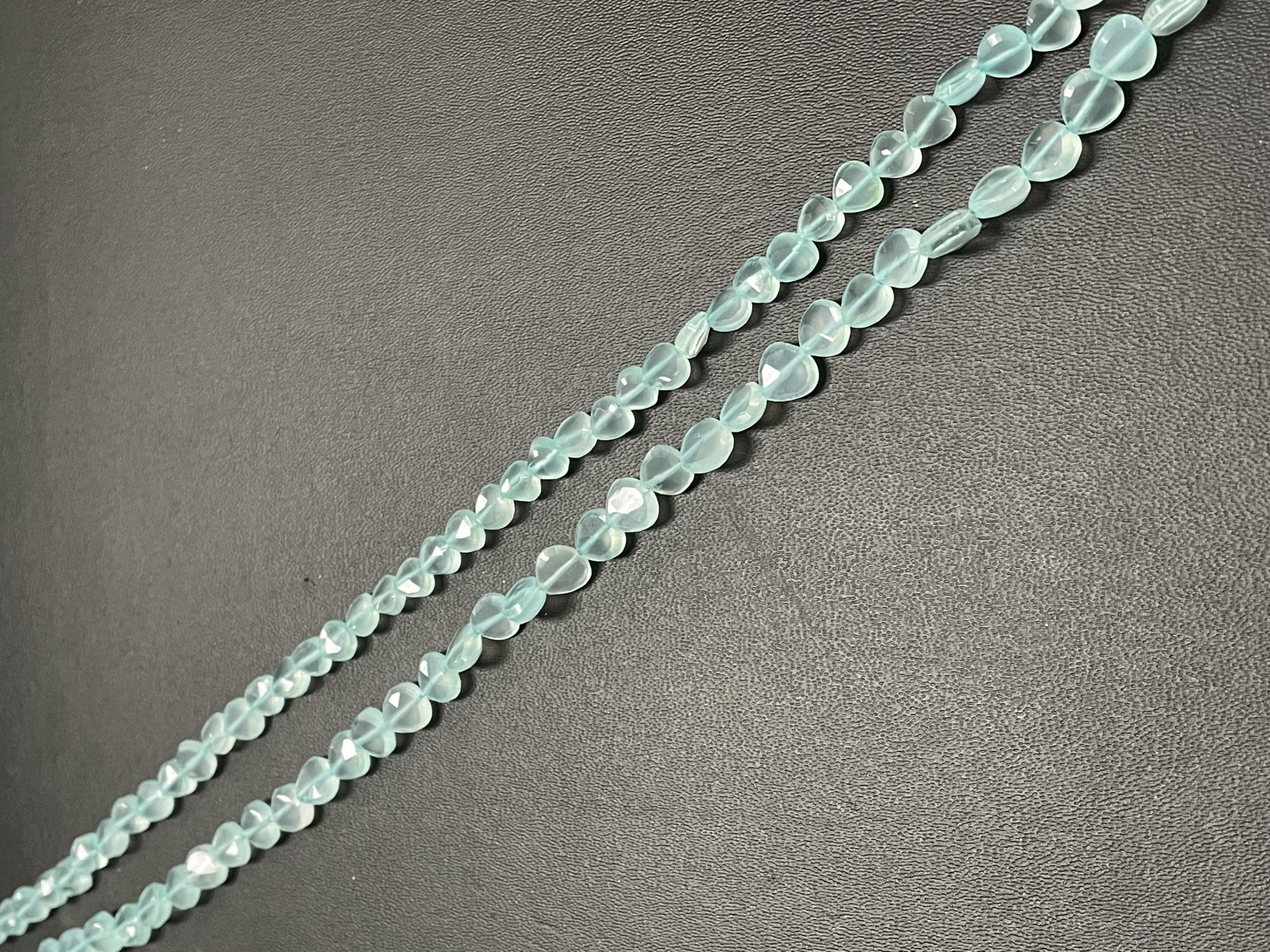 Aqua Chalcedony Heart Straight Drill Faceted
