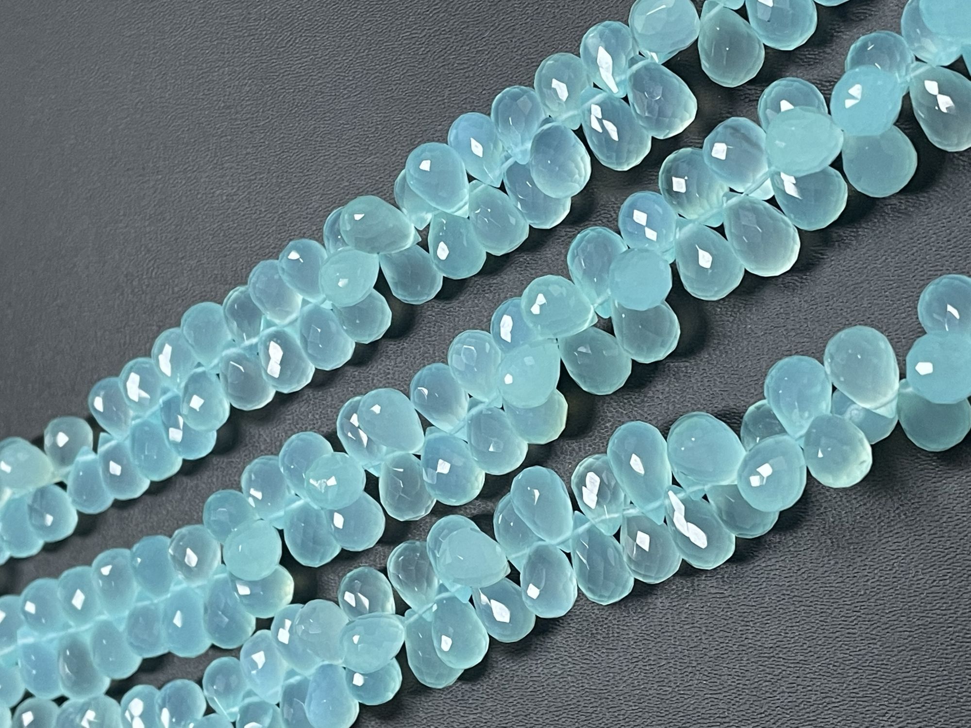 Aqua Chalcedony Drop Faceted