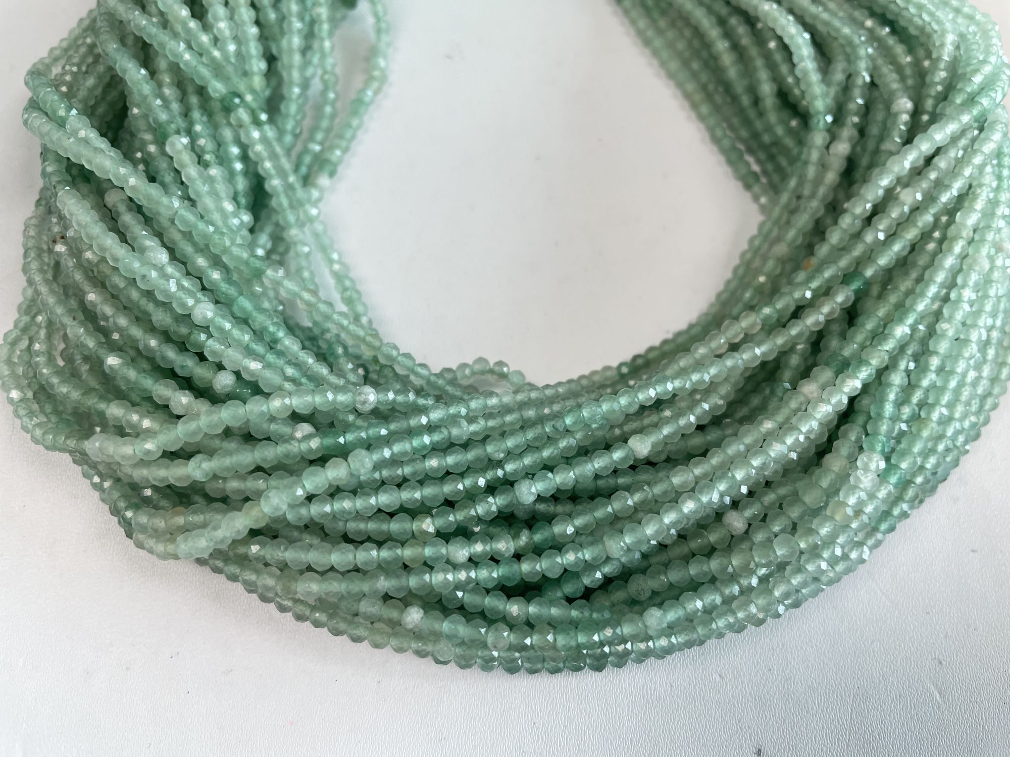 Shaded Green Strawberry Quartz Rondelle Faceted