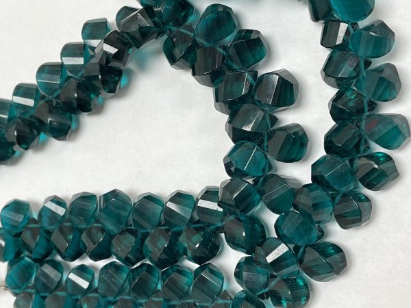 Teal Hydro Quartz Twisted Drop Faceted