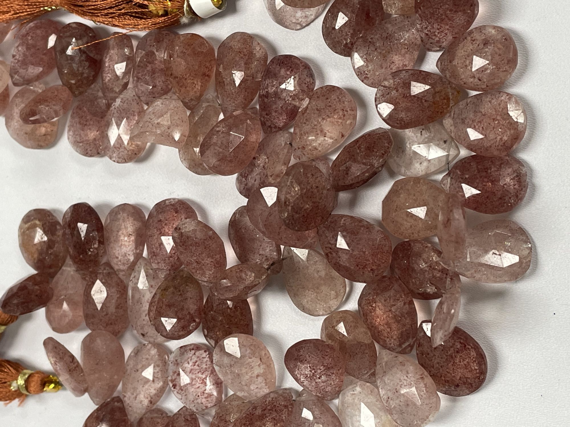 Pink Strawberry Quartz Pear Faceted