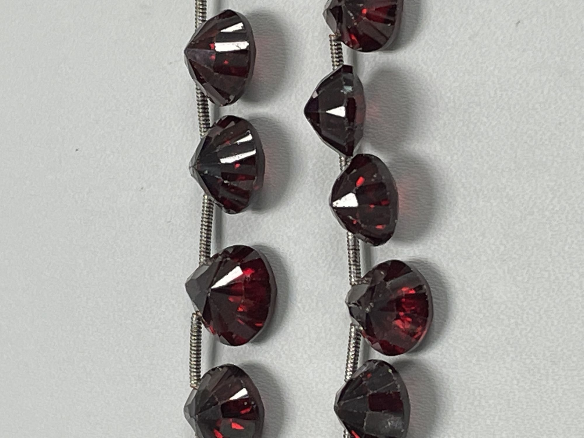 Red Garnet Heart Concave Faceted