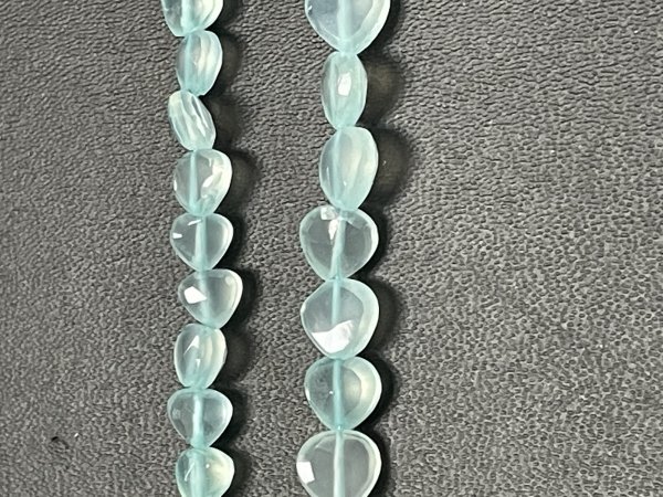 Aqua Chalcedony Heart Straight Drill Faceted