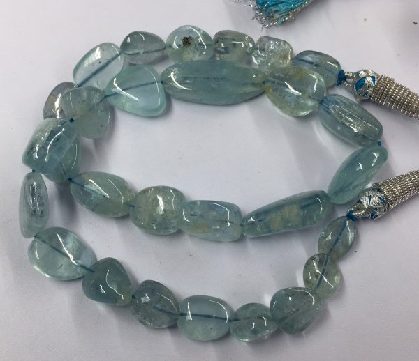 Aquamarine nuggets Smooth graduated