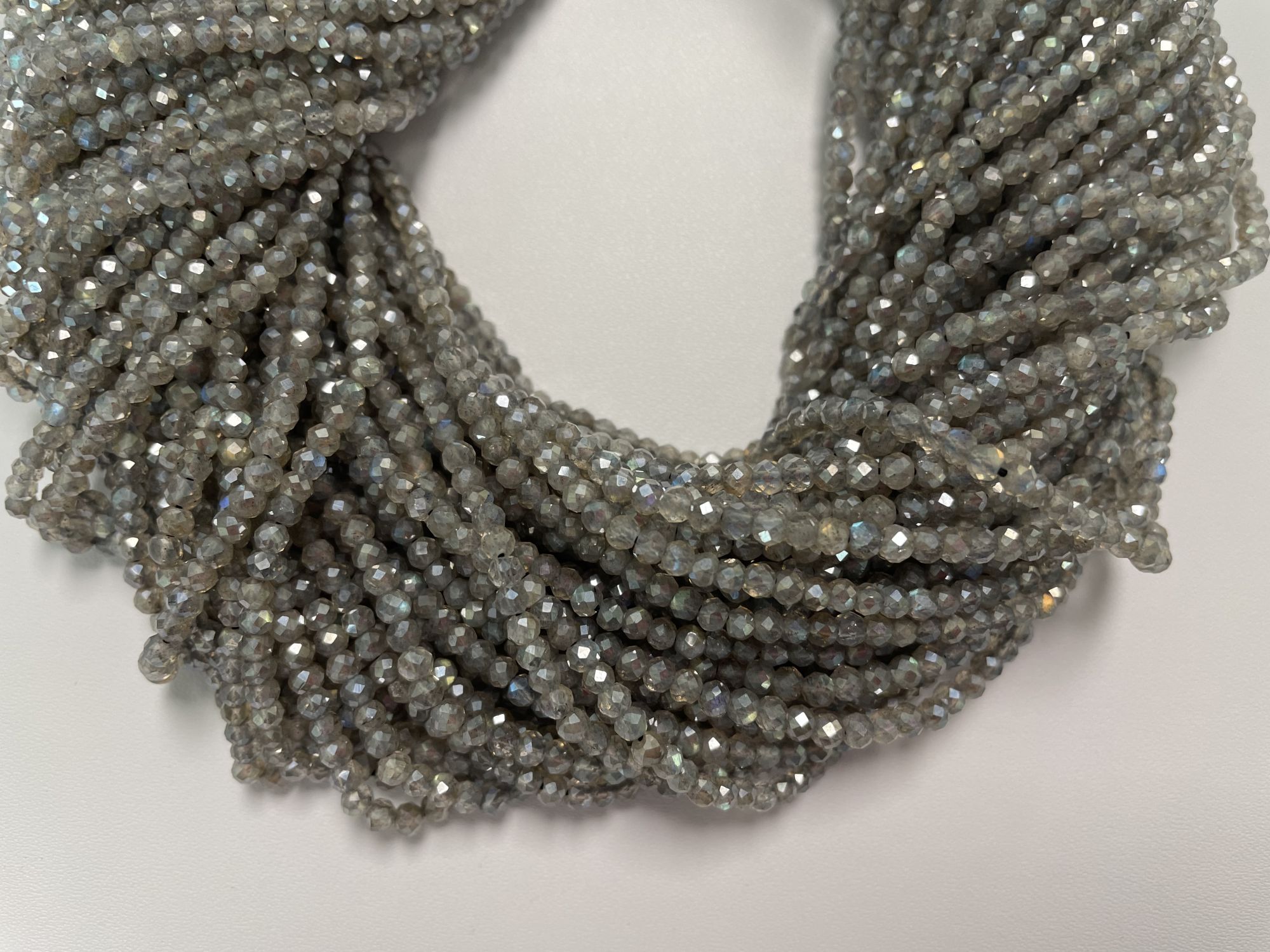 Coated Labradorite Rondelle Faceted