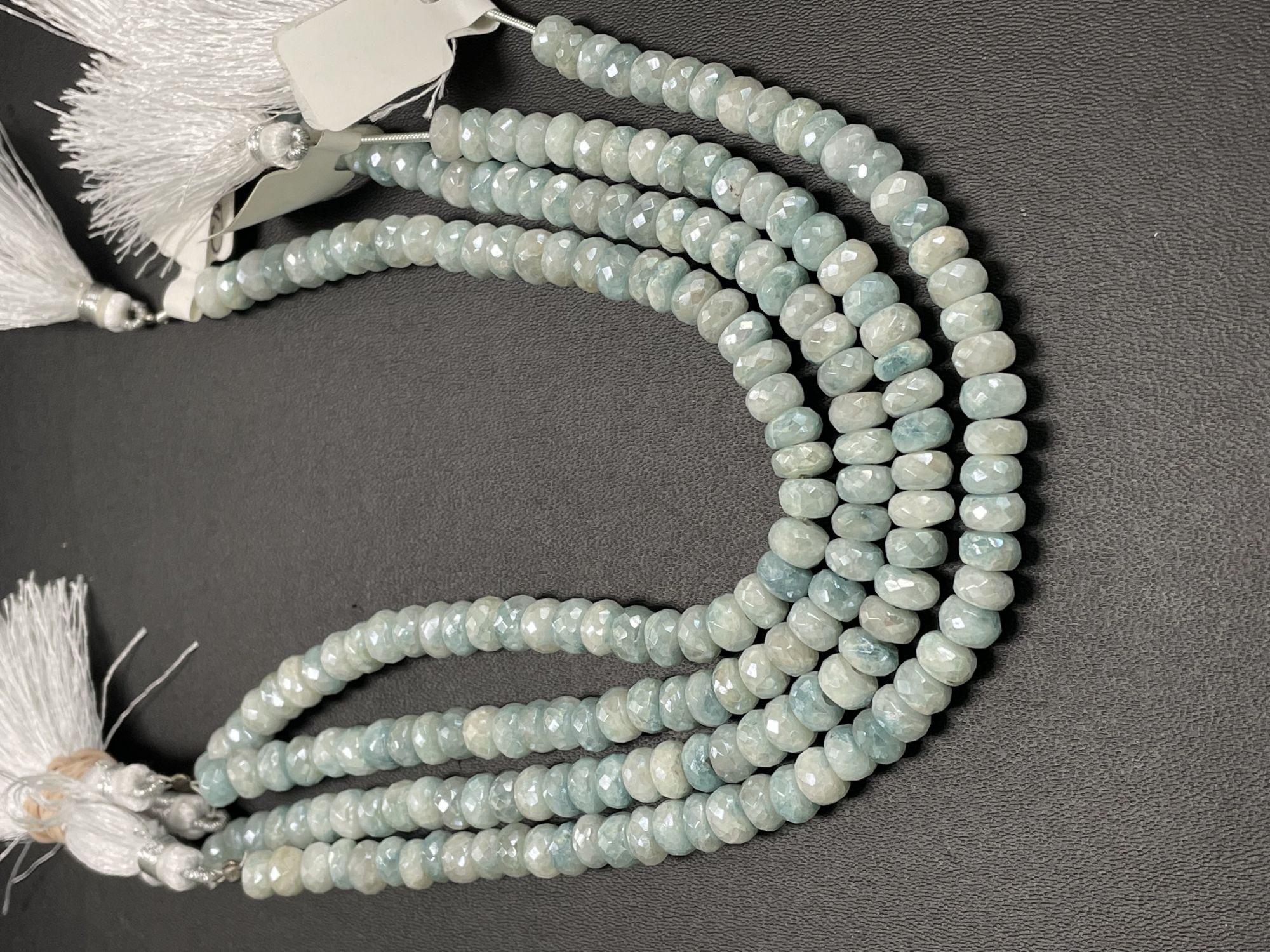 Blue White Silverite Rondelle Faceted