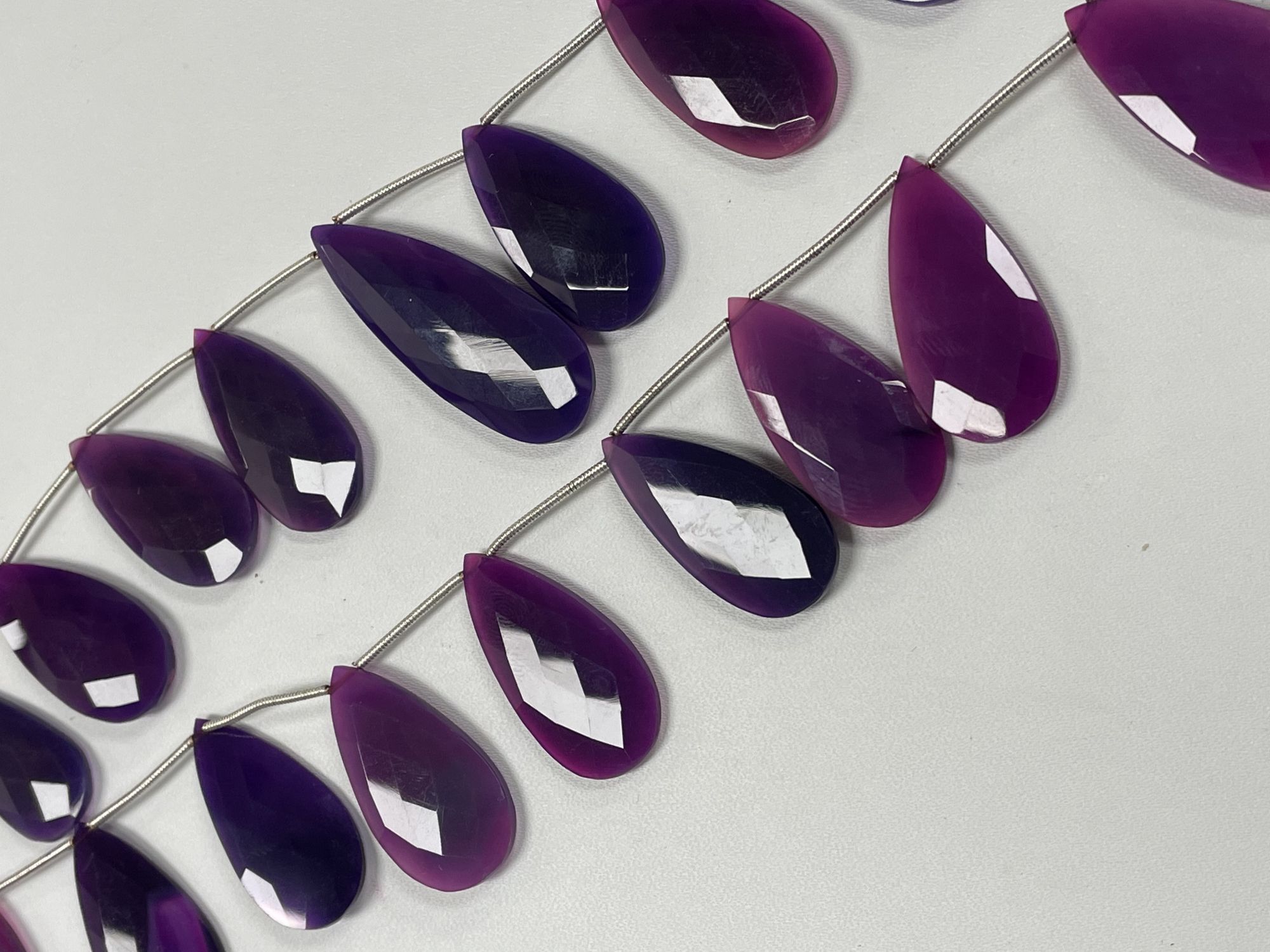 Purple Chalcedony Long Pear Faceted