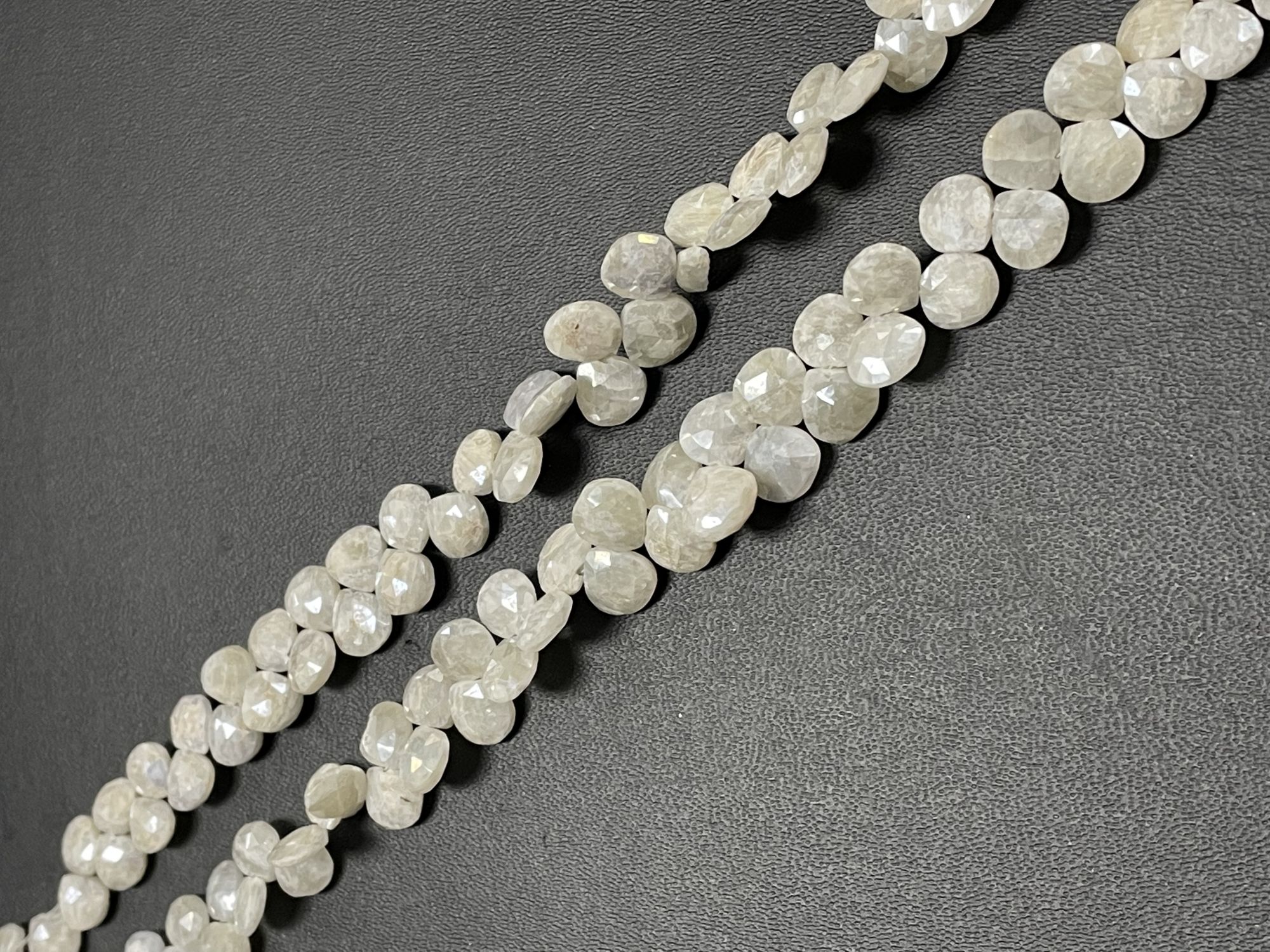 Pearl White Silverite Heart Faceted