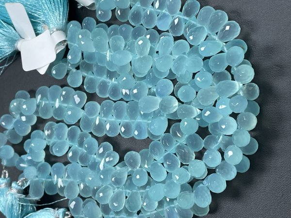 Aqua Chalcedony Drop Faceted