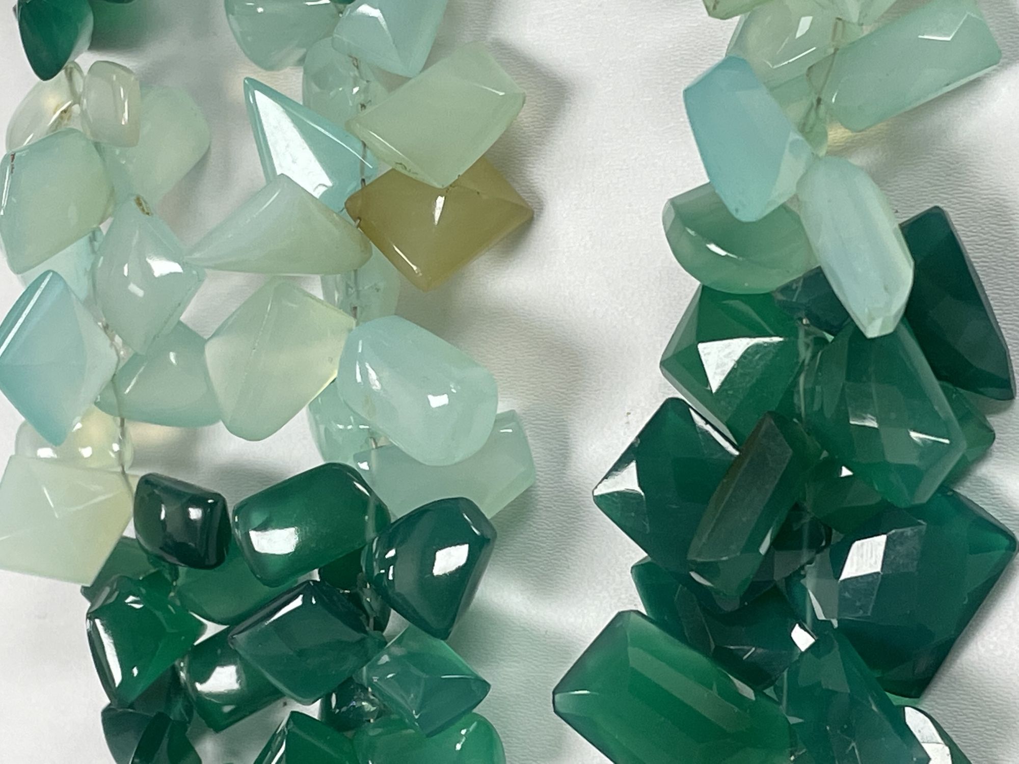 Shaded Green Chalcedony Funky Cut Faceted