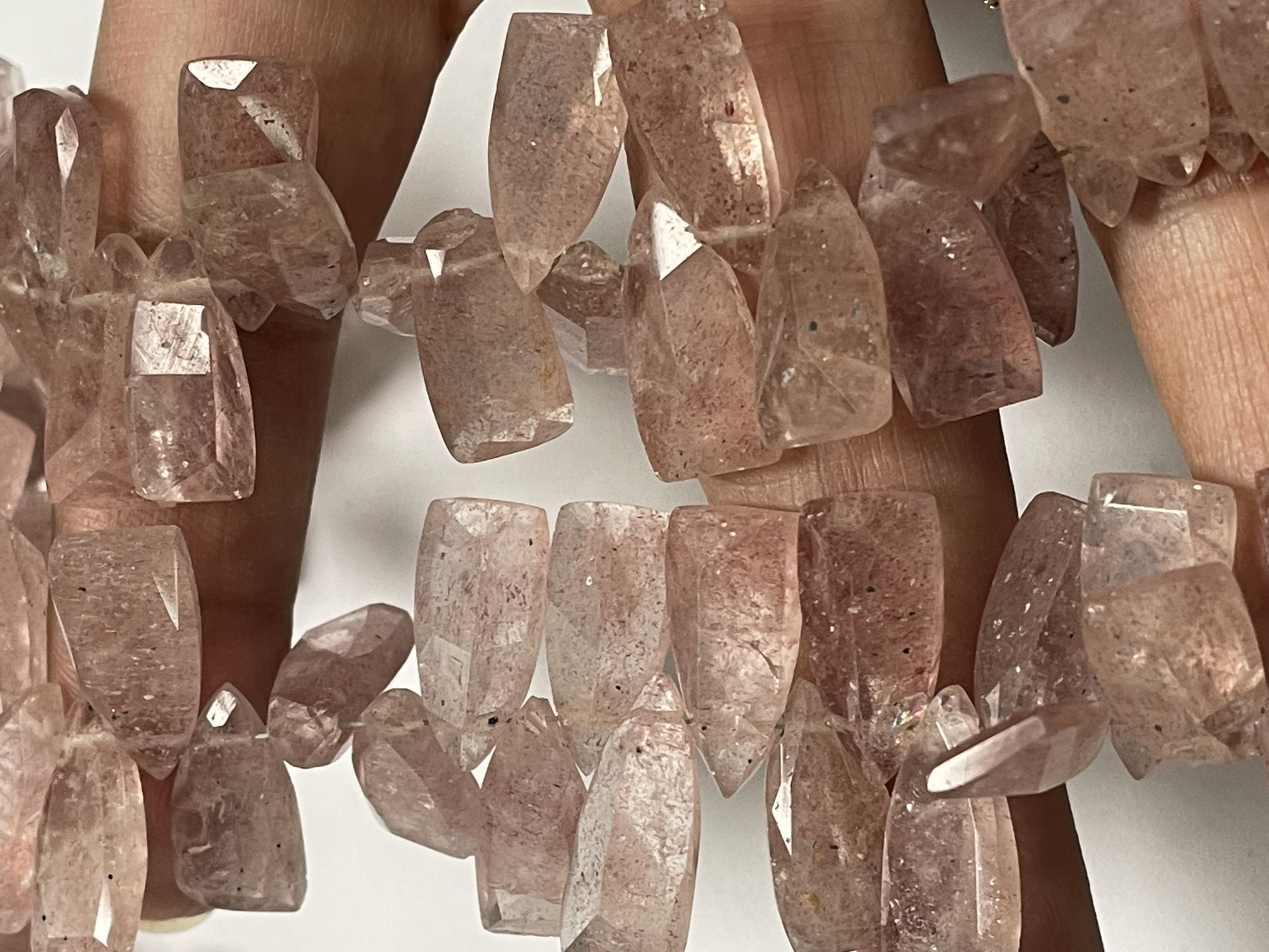 Pink Strawberry Quartz Fan Cut Faceted