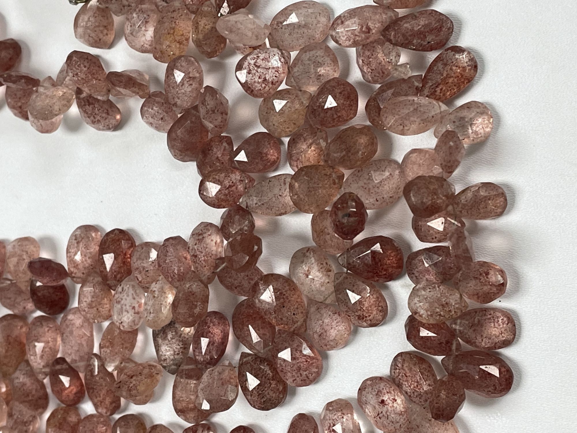 Pink Strawberry Quartz Pear Faceted