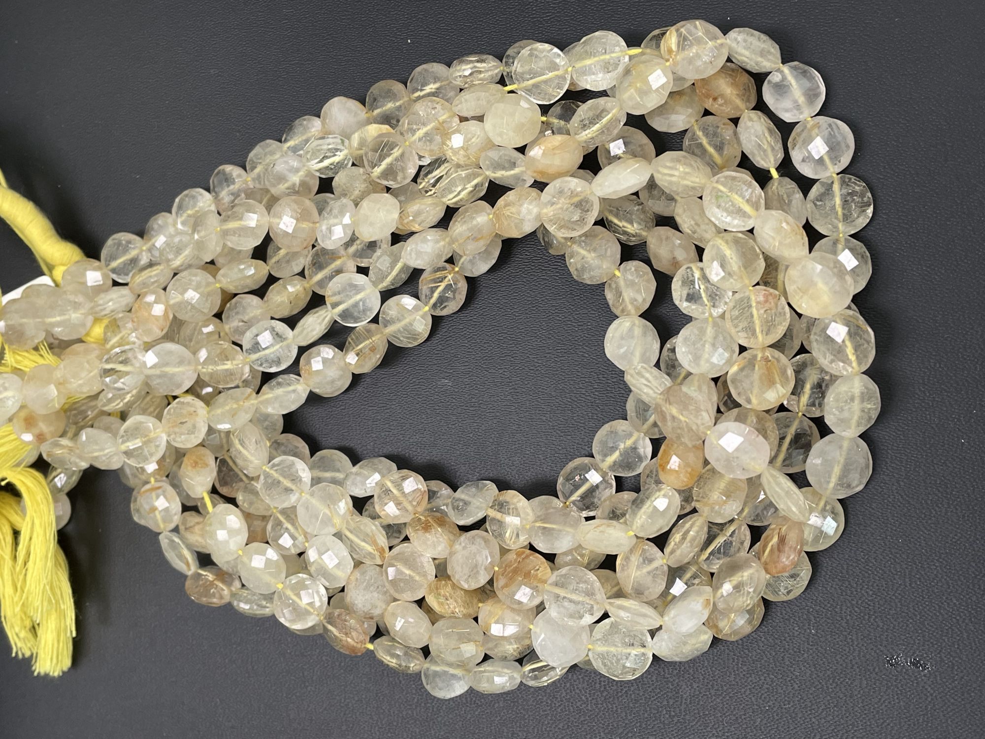 Golden Rutilated Quartz Coin Faceted