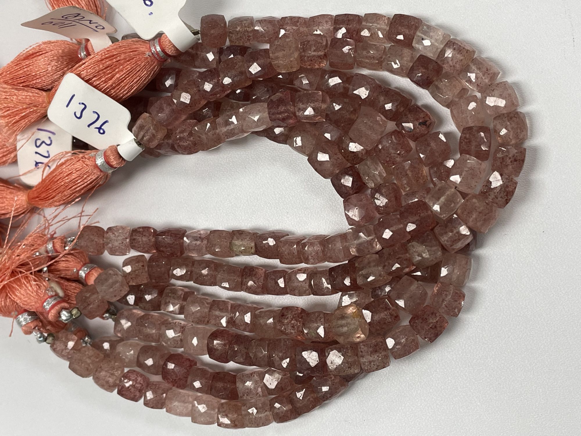 Strawberry Quartz Cubes Faceted