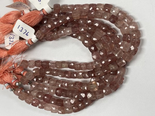 Strawberry Quartz Cubes Faceted