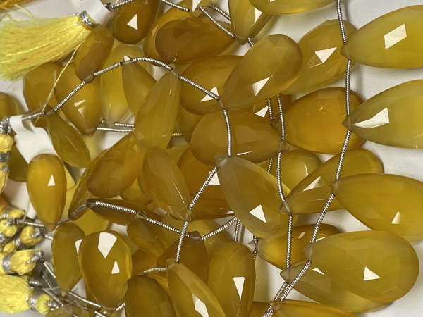 Yellow Chalcedony Pear Faceted