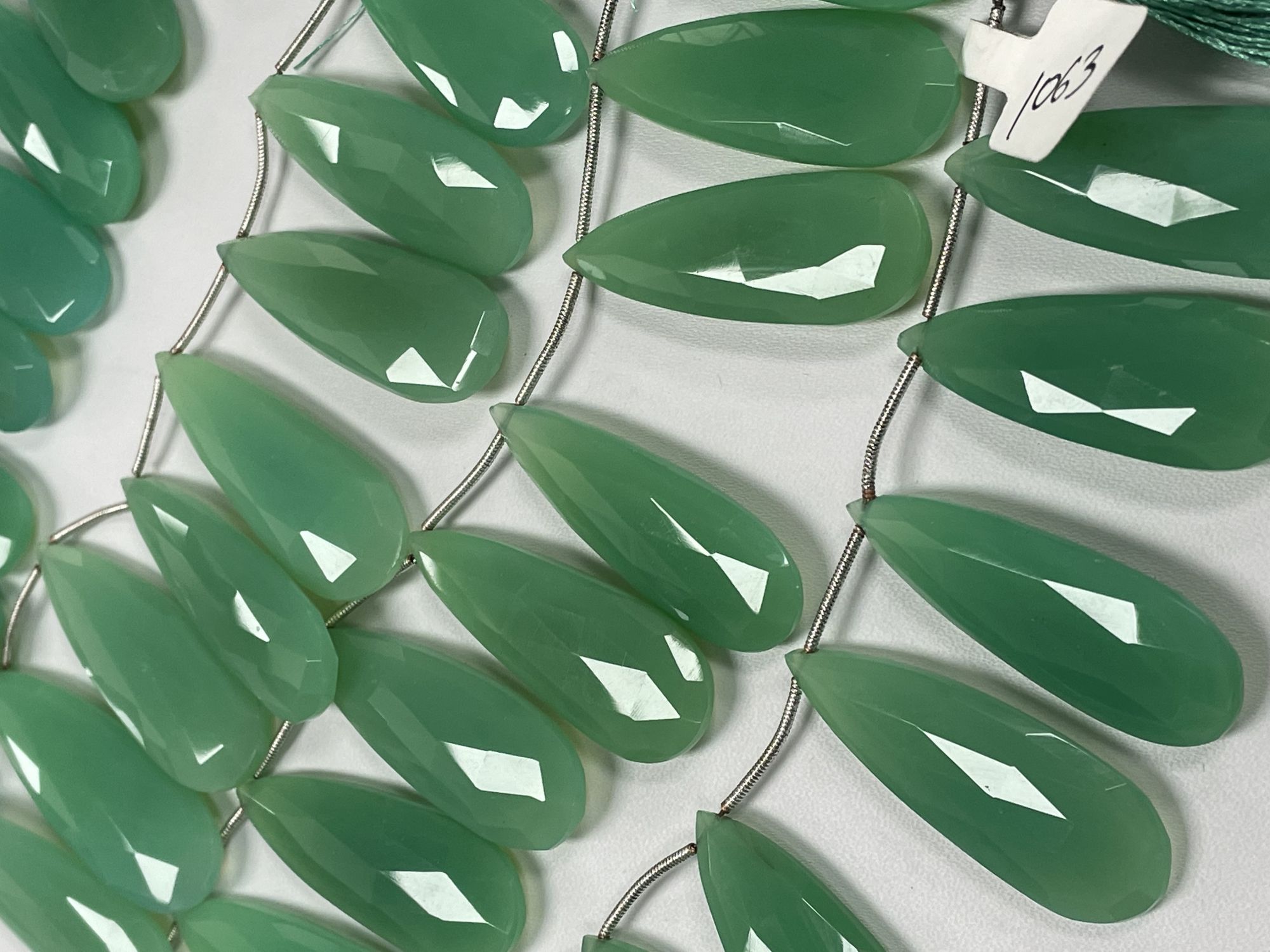 Green Chalcedony Long Pear Faceted