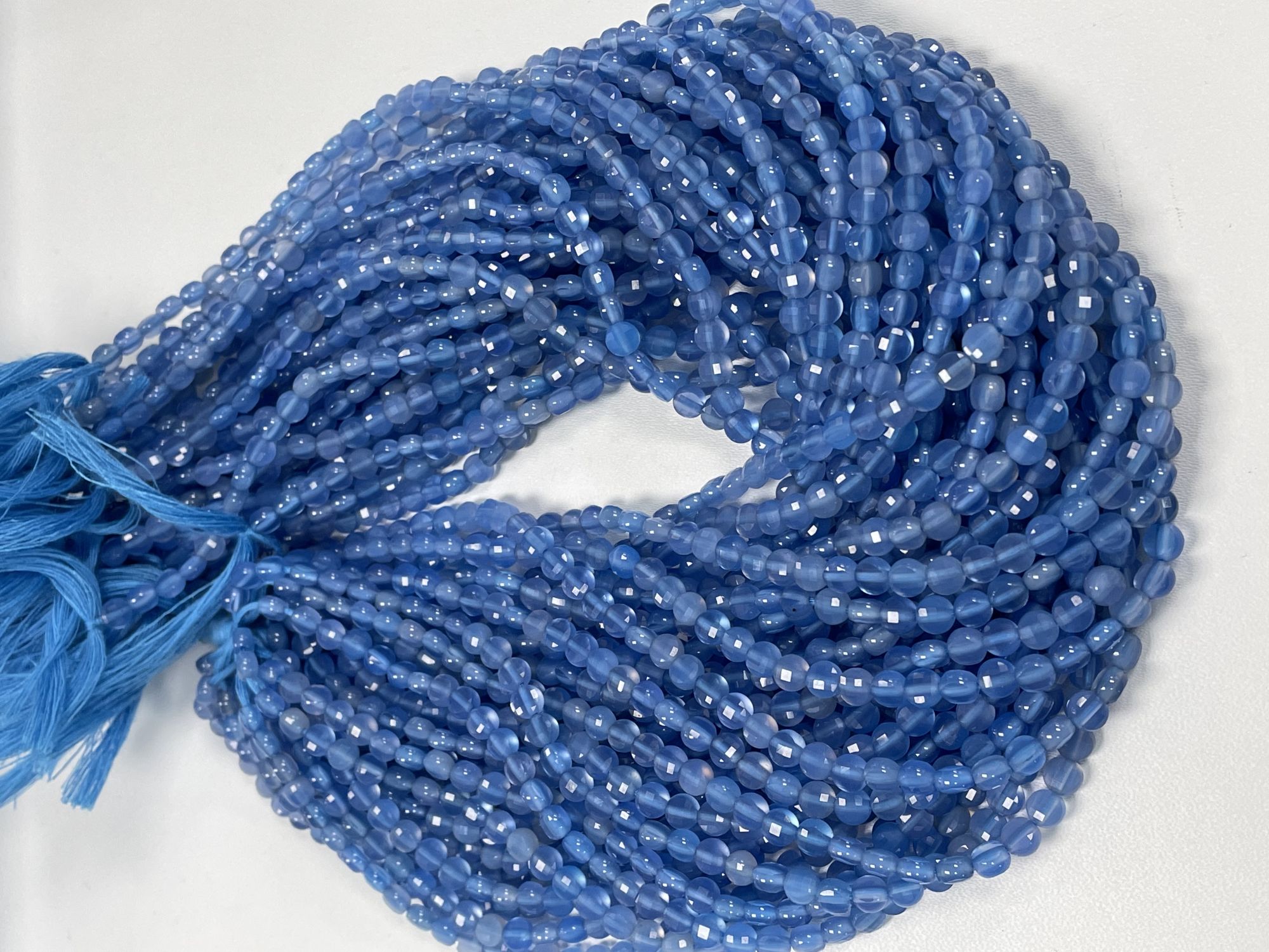 Blue Chalcedony Coin Faceted