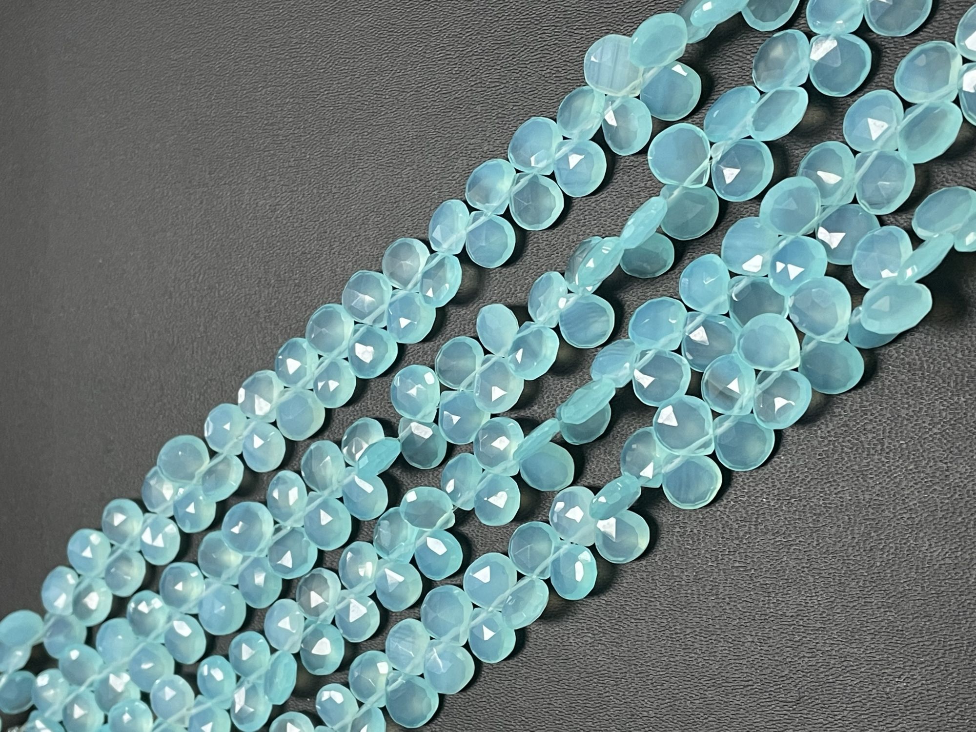 Aqua Chalcedony Heart Faceted