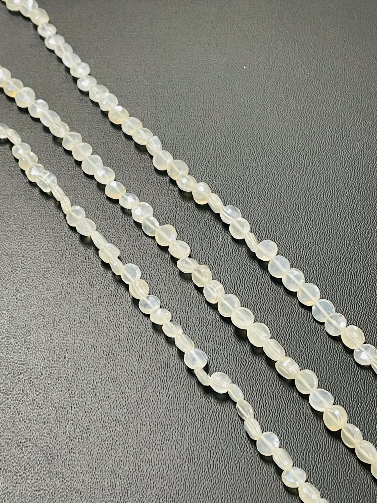 Pearl White Chalcedony Coin Faceted
