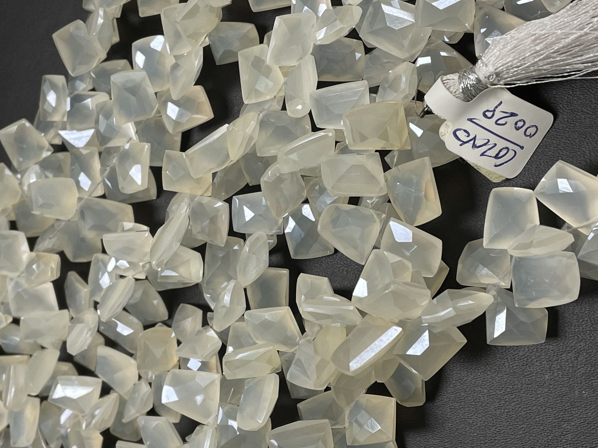 Coated Pearl White Chalcedony Funky Cut Faceted