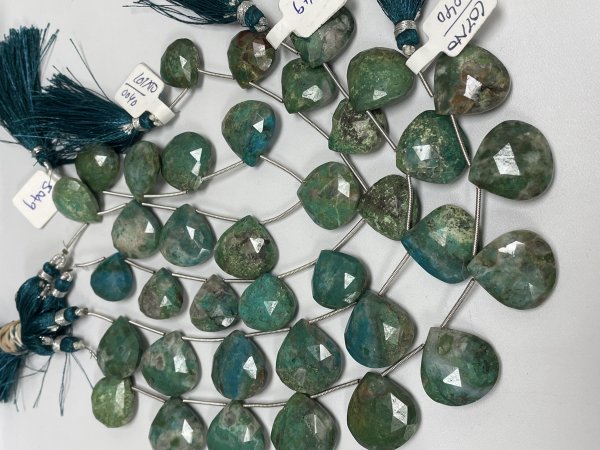 Chrysocolla Hearts Faceted