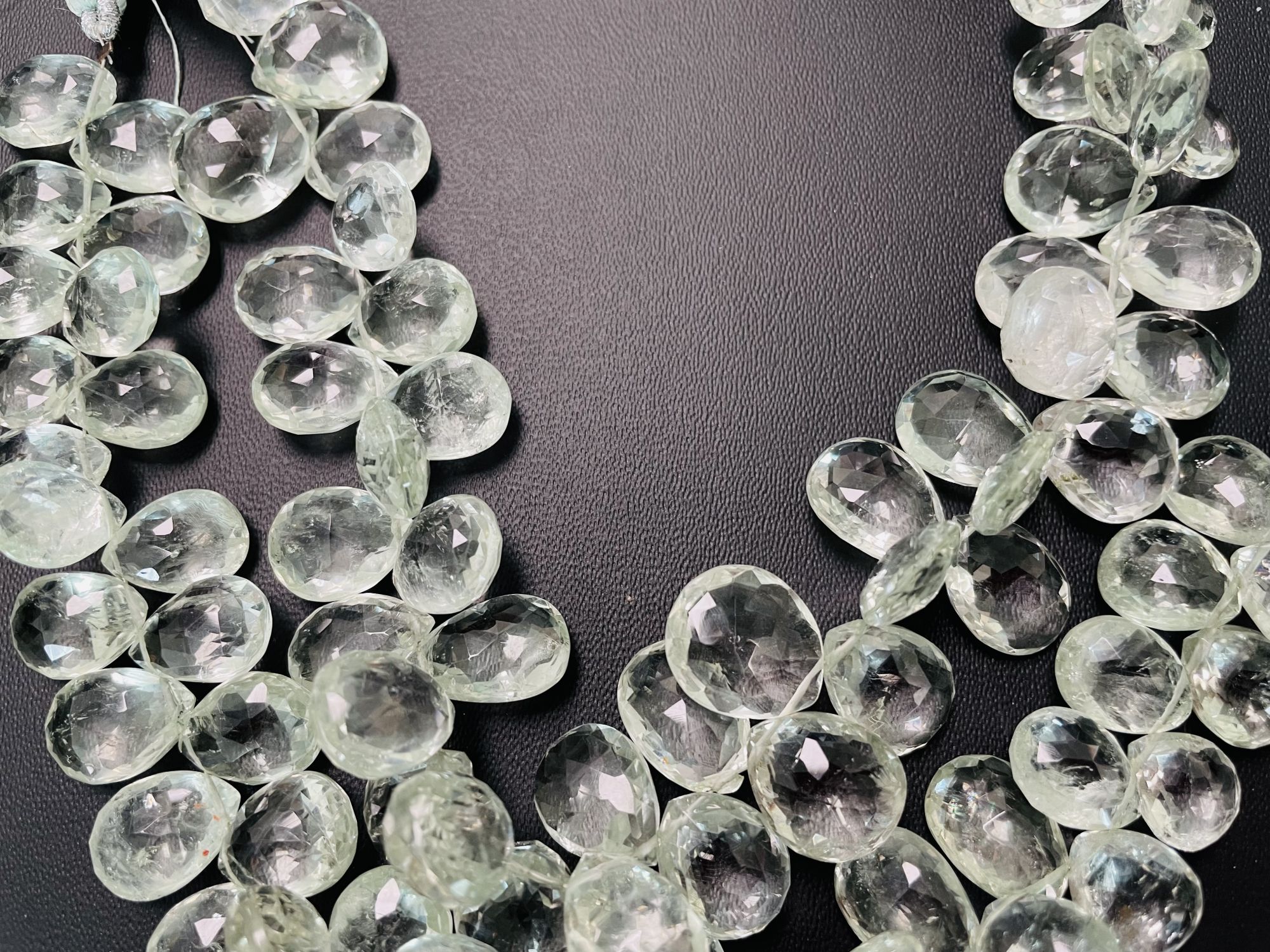 Green Amethyst Pears Faceted