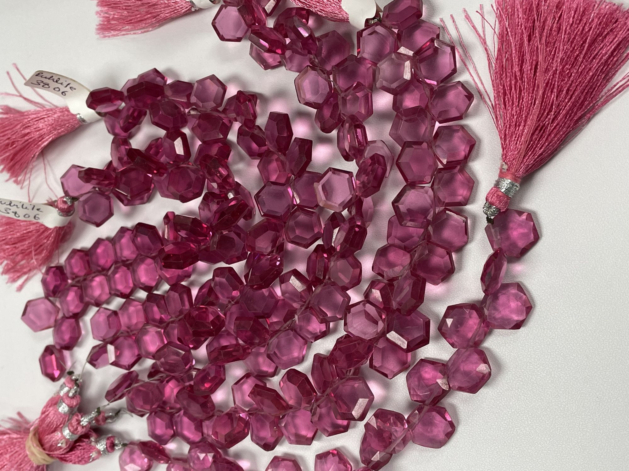 Rubilite Hydro Quartz Hexagon Faceted