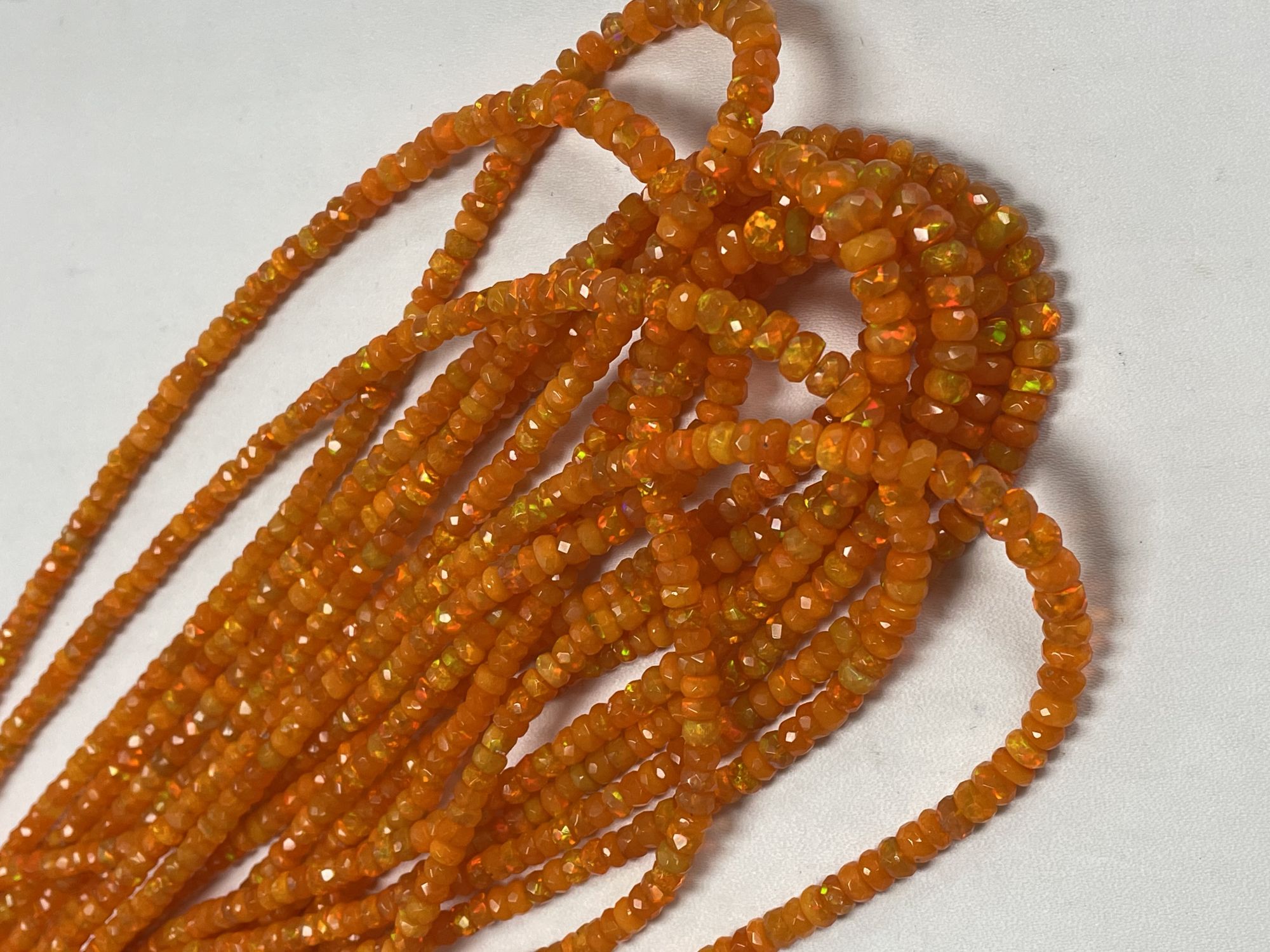 Orange Ethiopian Opal Rondelle Faceted