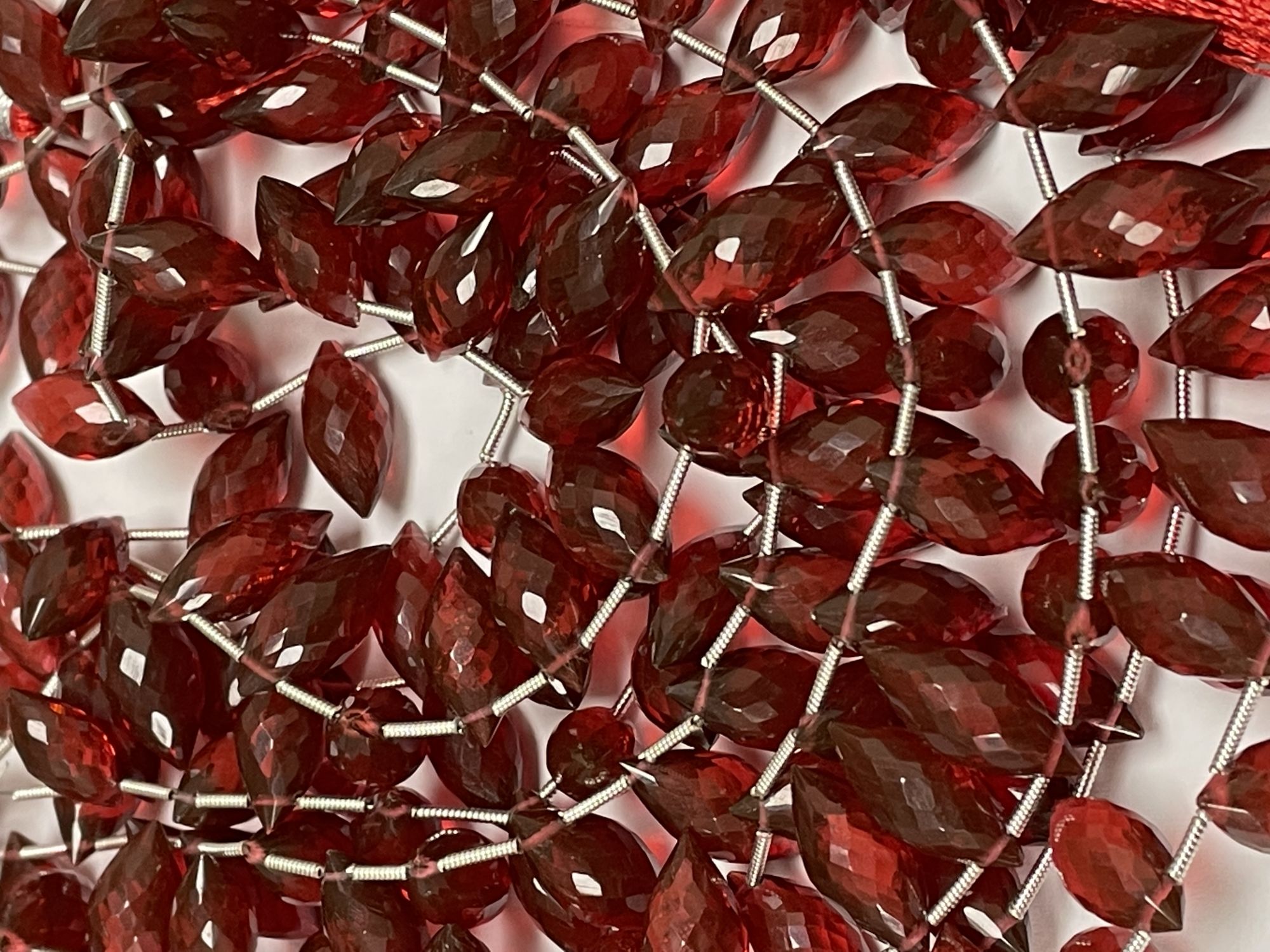 Red Hydro Quartz Puff Marquise Faceted