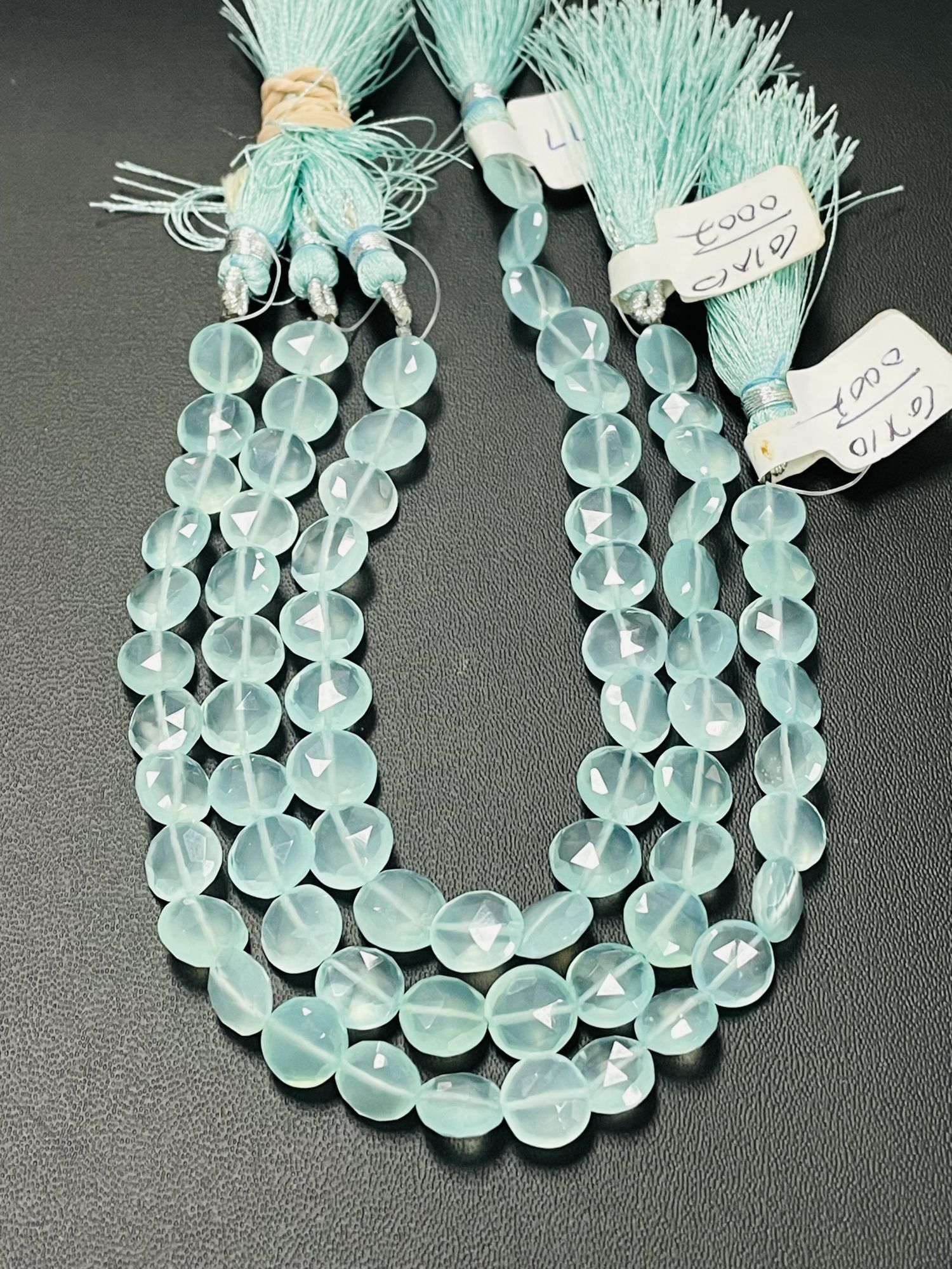 Aqua Chalcedony Coin Faceted