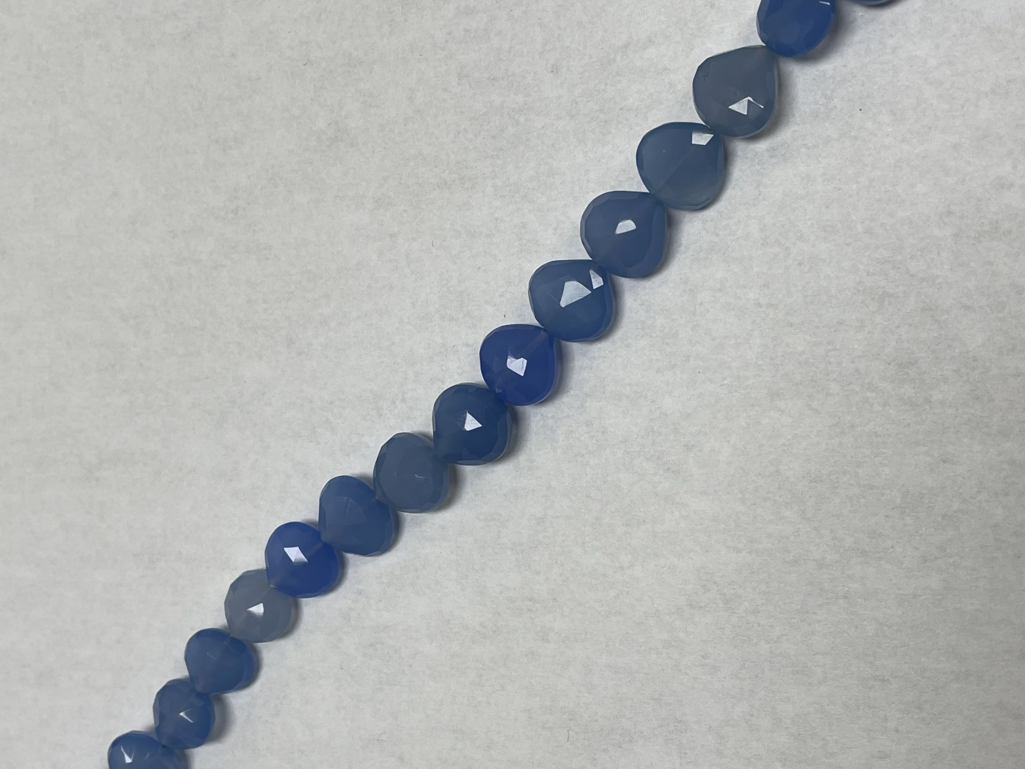 Blue Chalcedony Straight Drill Heart Faceted