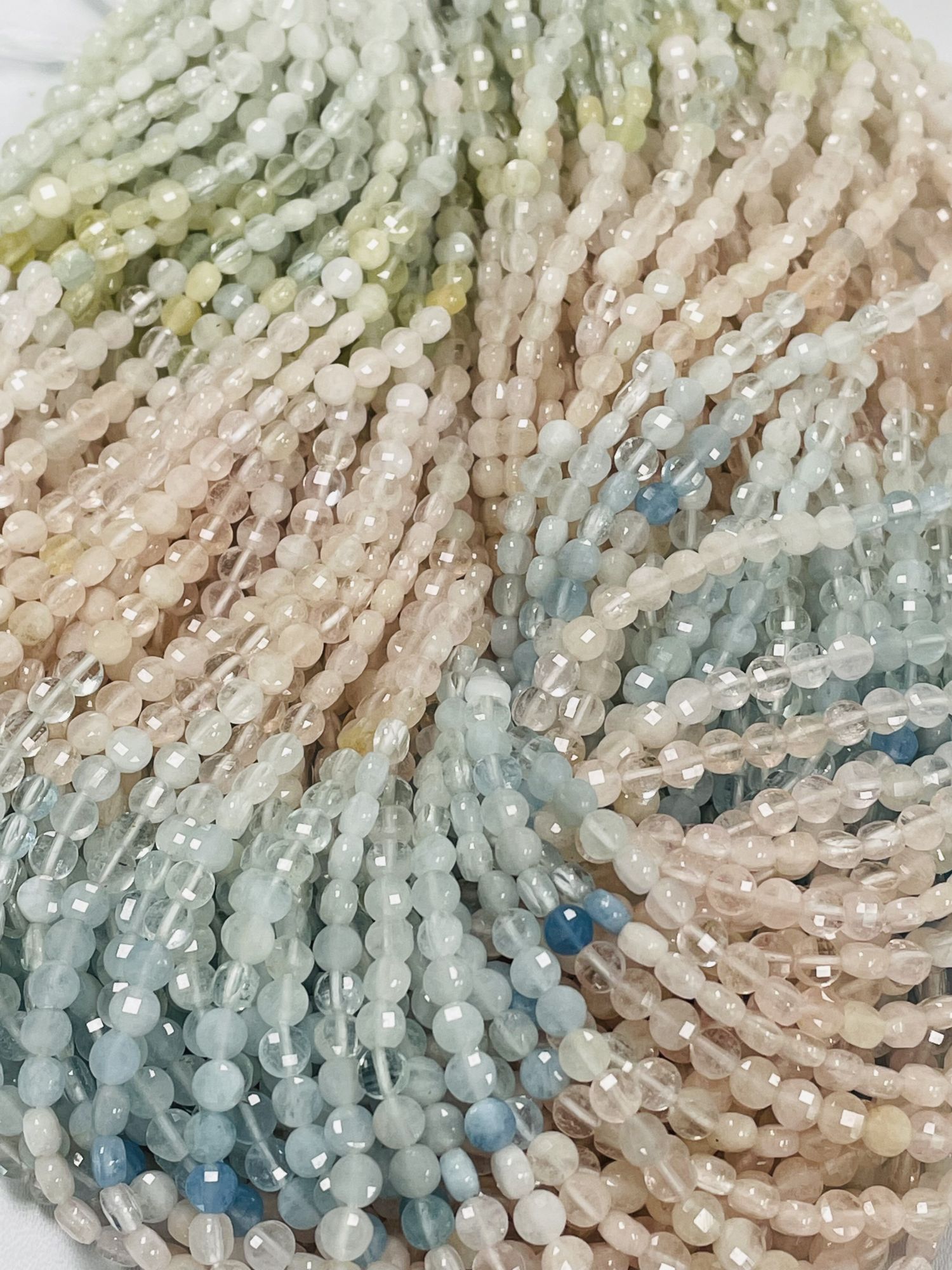 Multi Aquamarine Coin Faceted