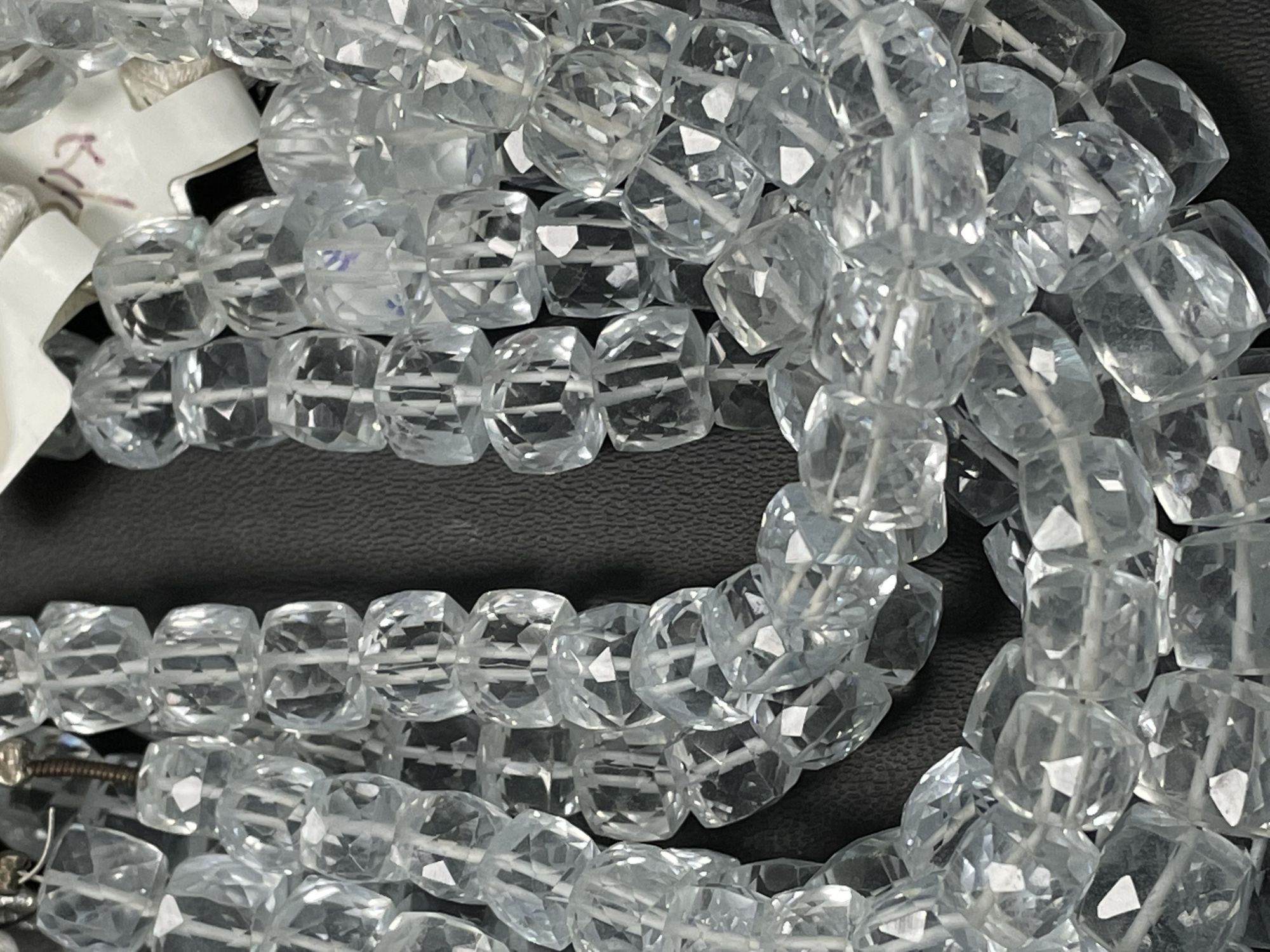 White Aqua Hydro Quartz Cube Faceted