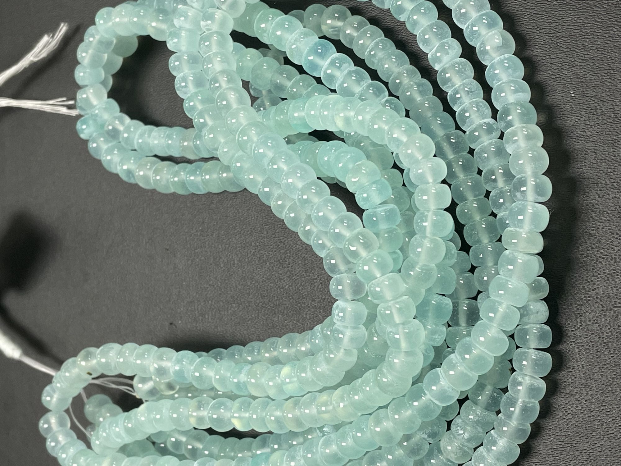 Aqua Chalcedony Rondelle Smooth