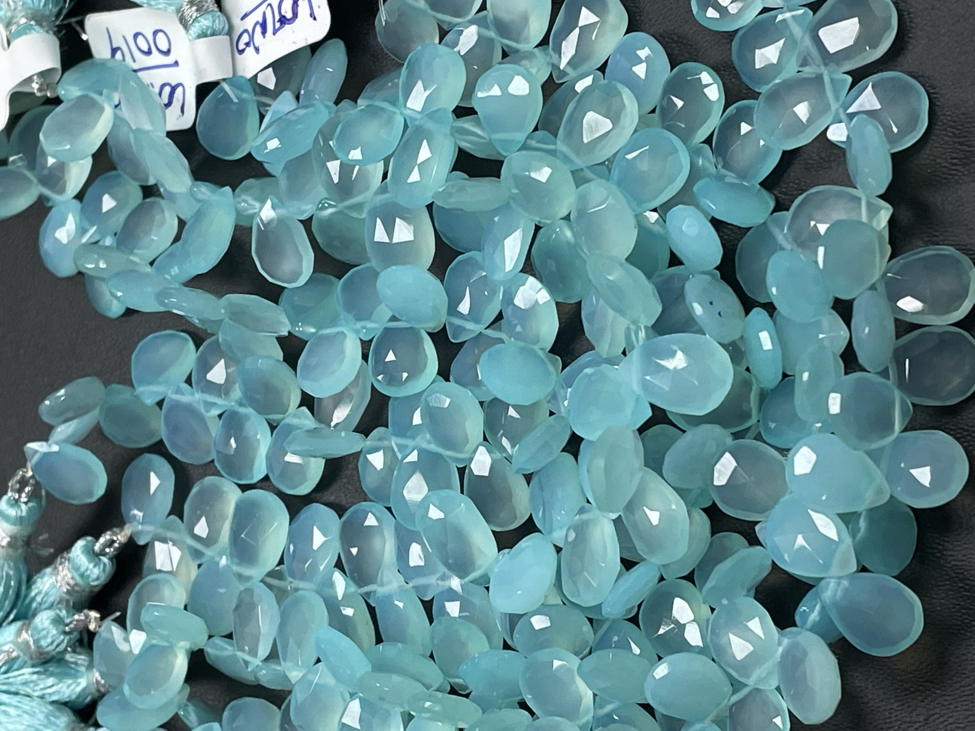 Aqua Chalcedony Pear Faceted