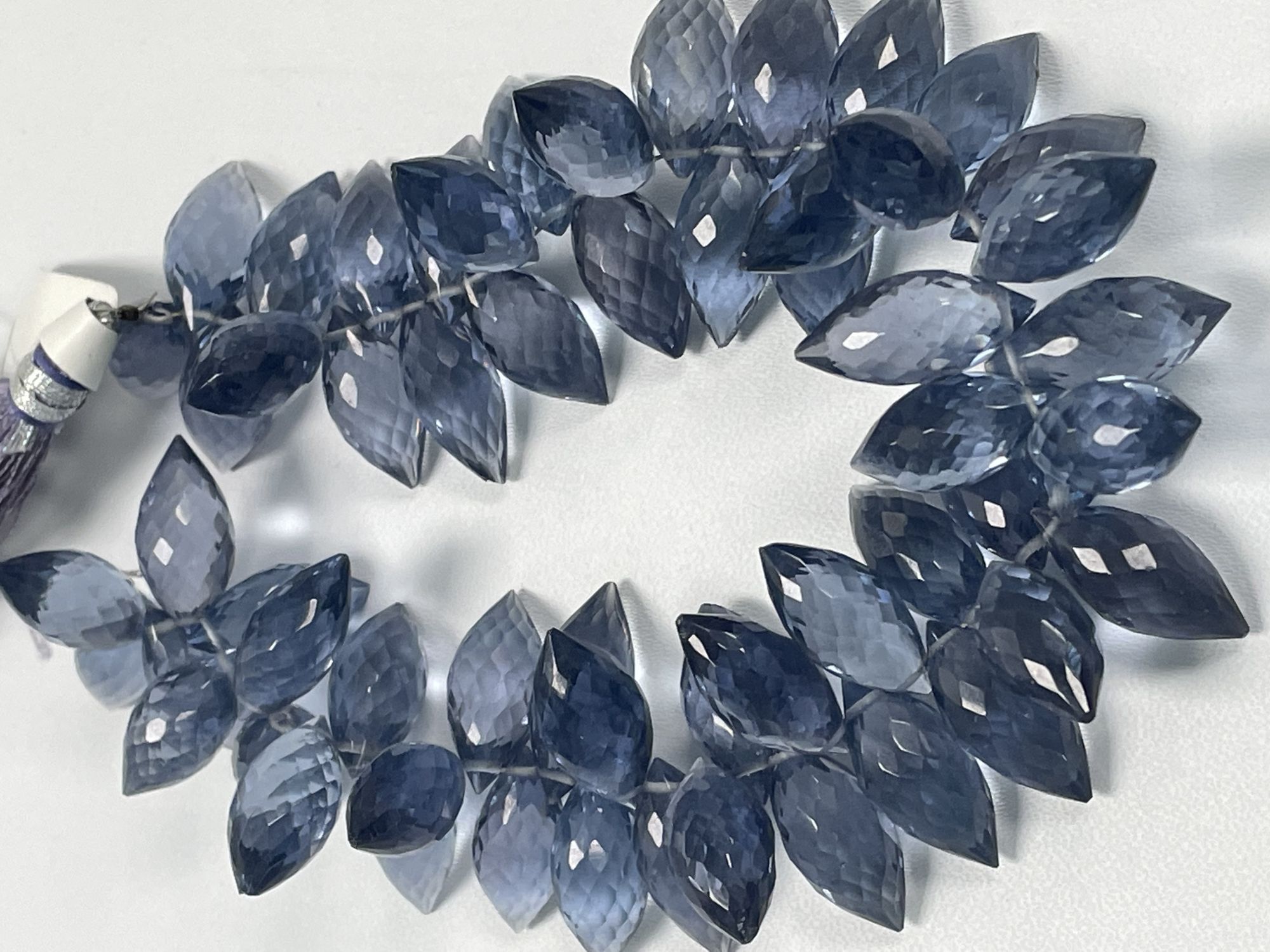 Grey Hydro Quartz Puff Marquise Faceted