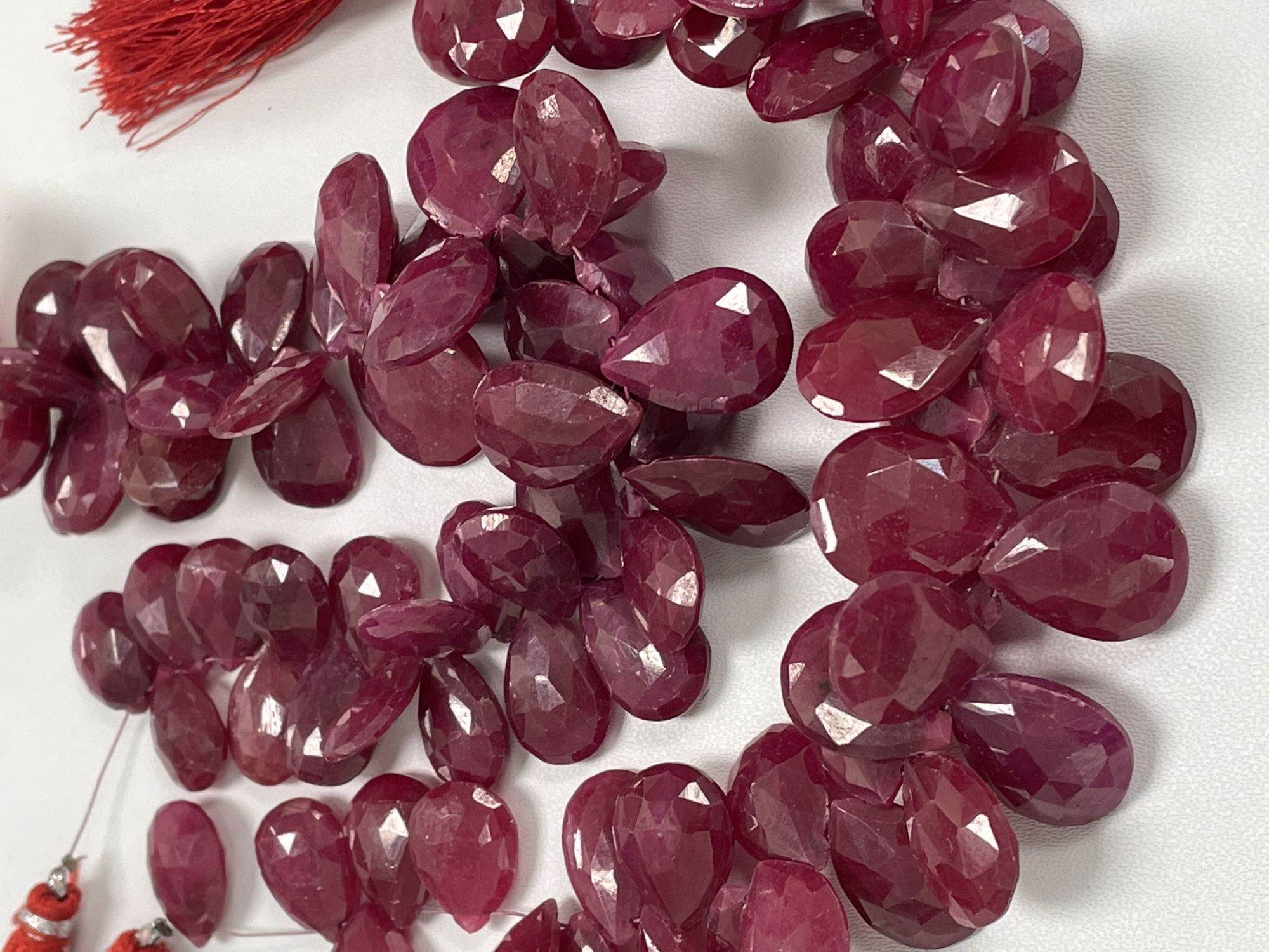 Dyed Ruby Pear Faceted