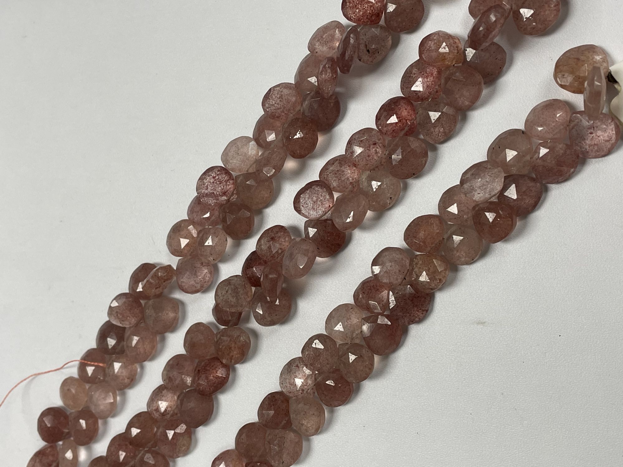 Pink Strawberry Quartz Heart Faceted