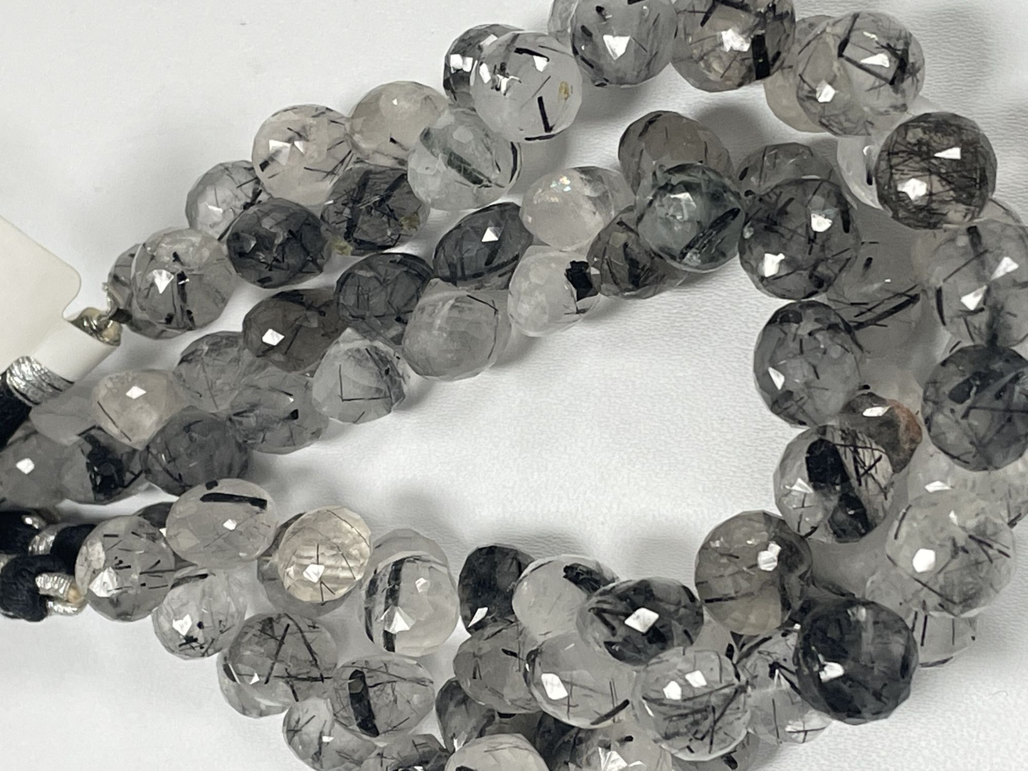 Black Tourmalated Quartz Onion Faceted