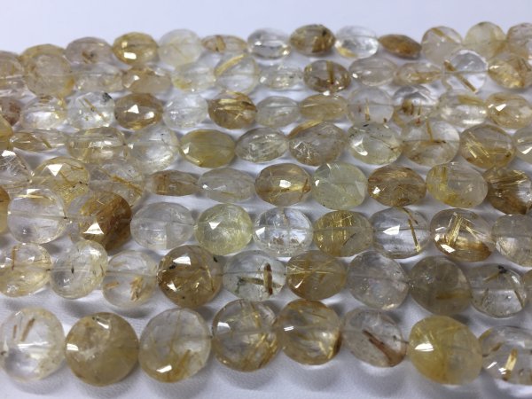 Golden Rutilated Quartz Coins Faceted