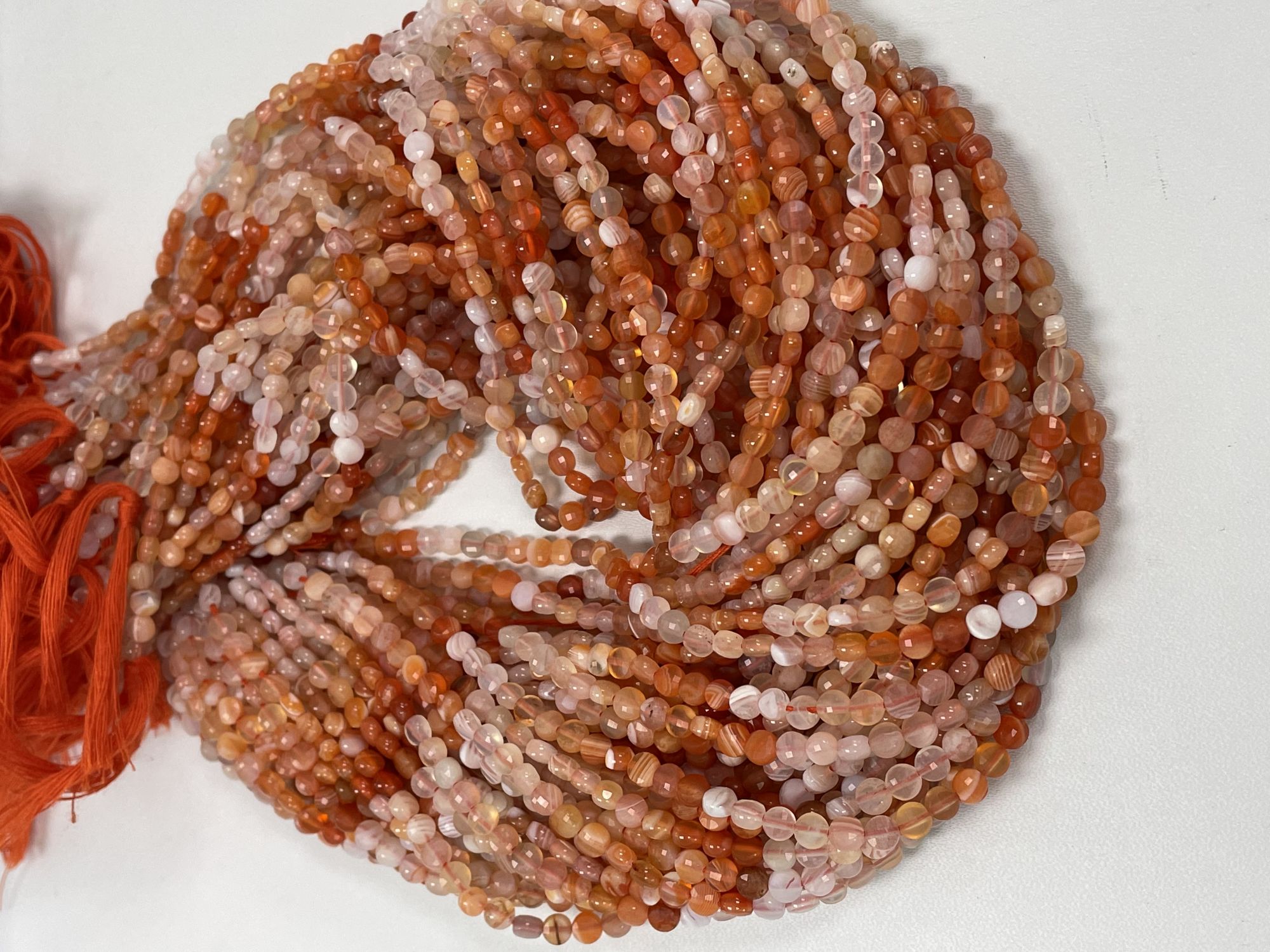 Shaded Orange Carnelian Coin Faceted