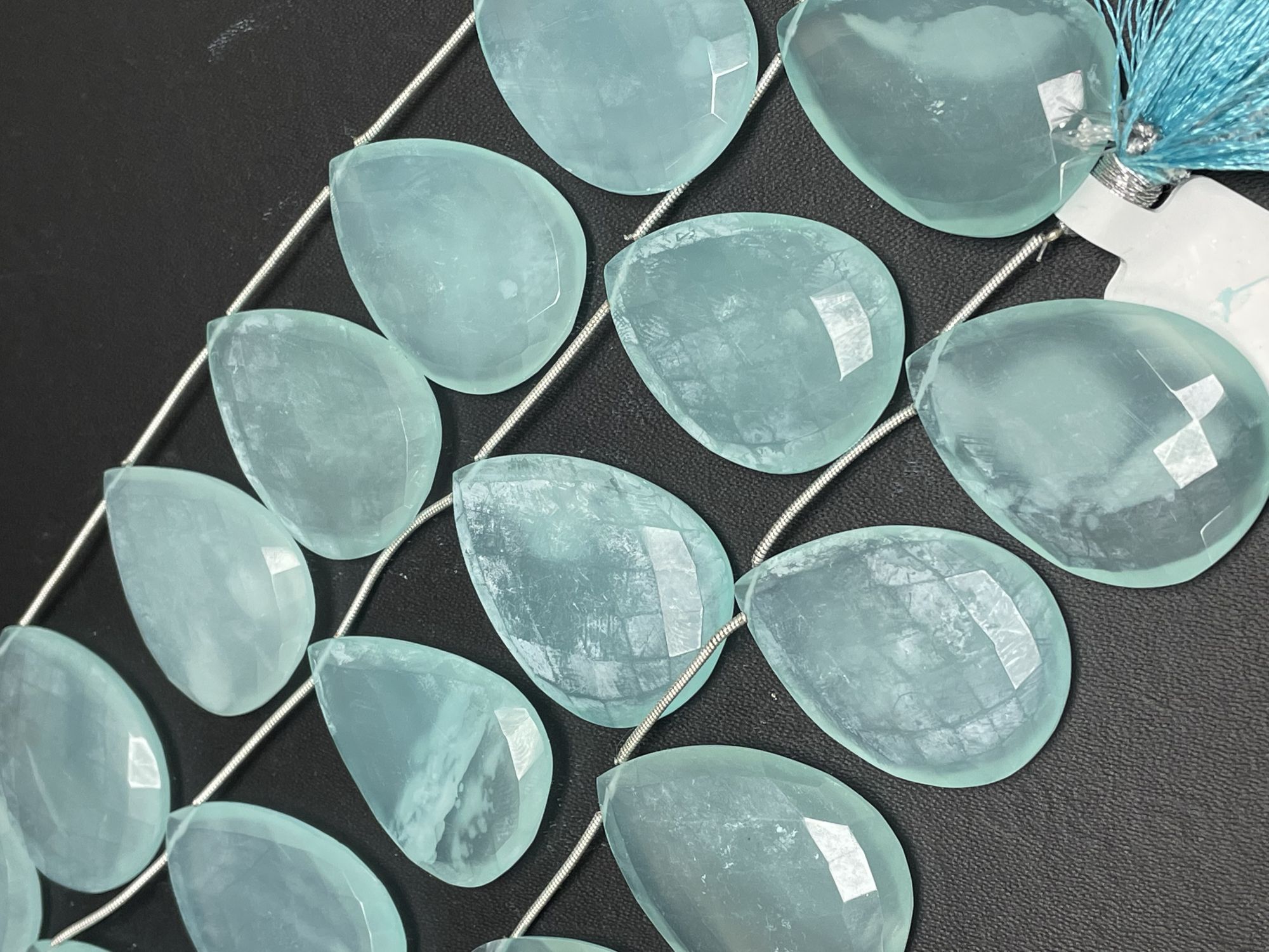 Aqua Chalcedony Pear Faceted