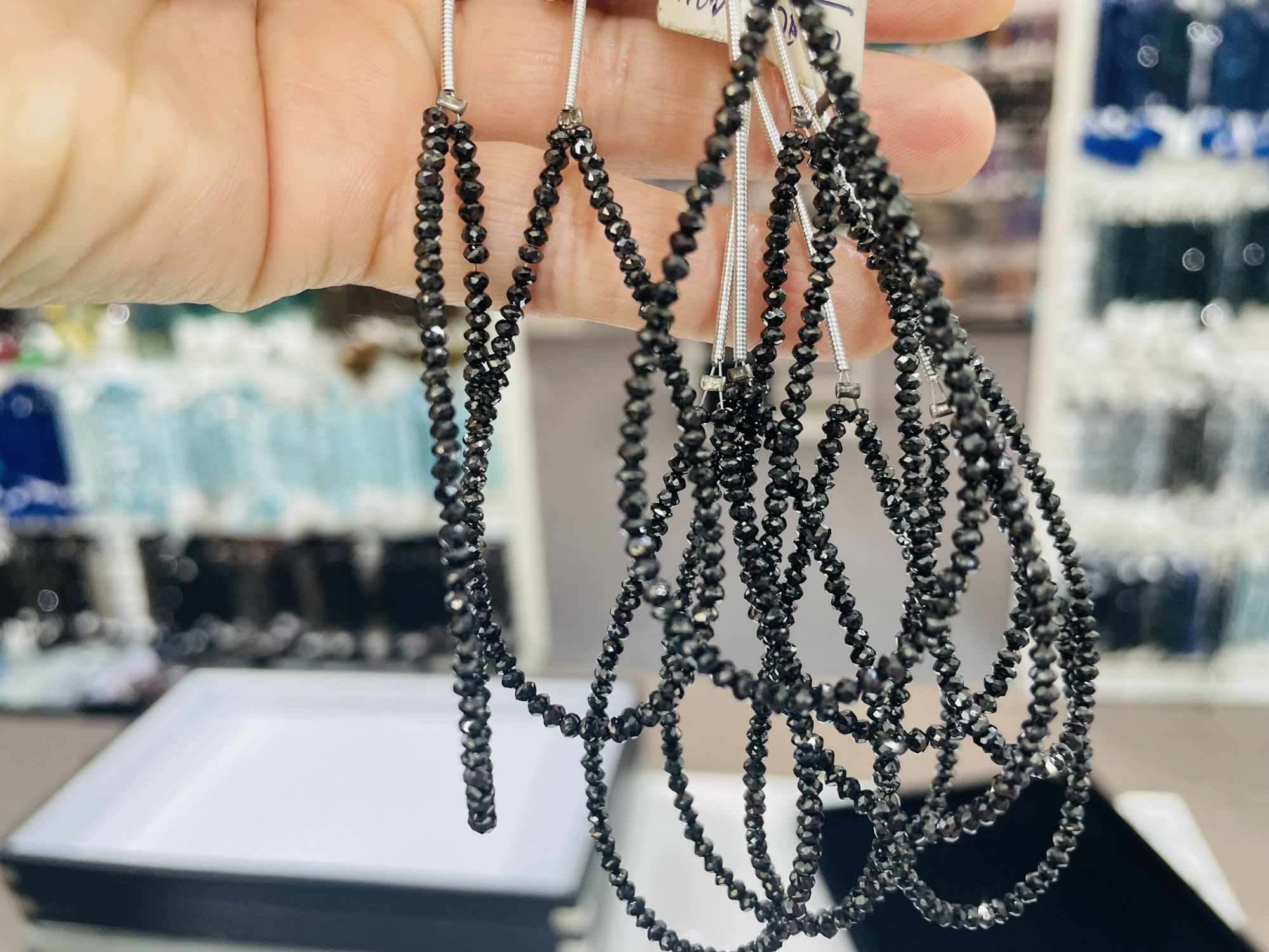 Black Diamond Rondelle Faceted