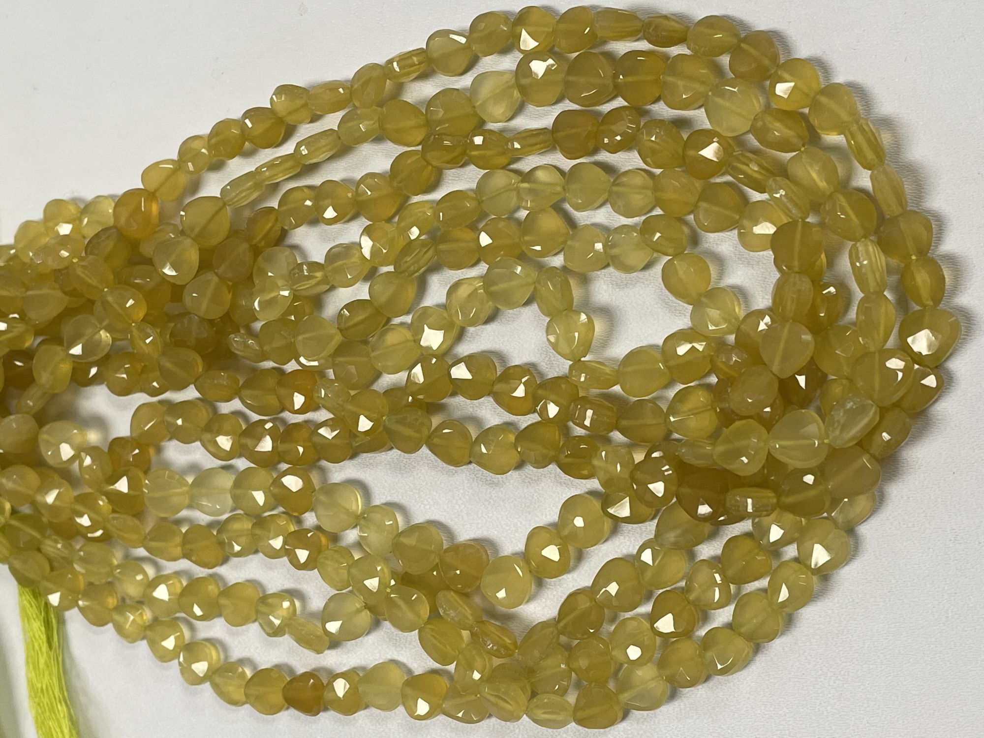 Yellow Chalcedony Heart Straight Drill Faceted