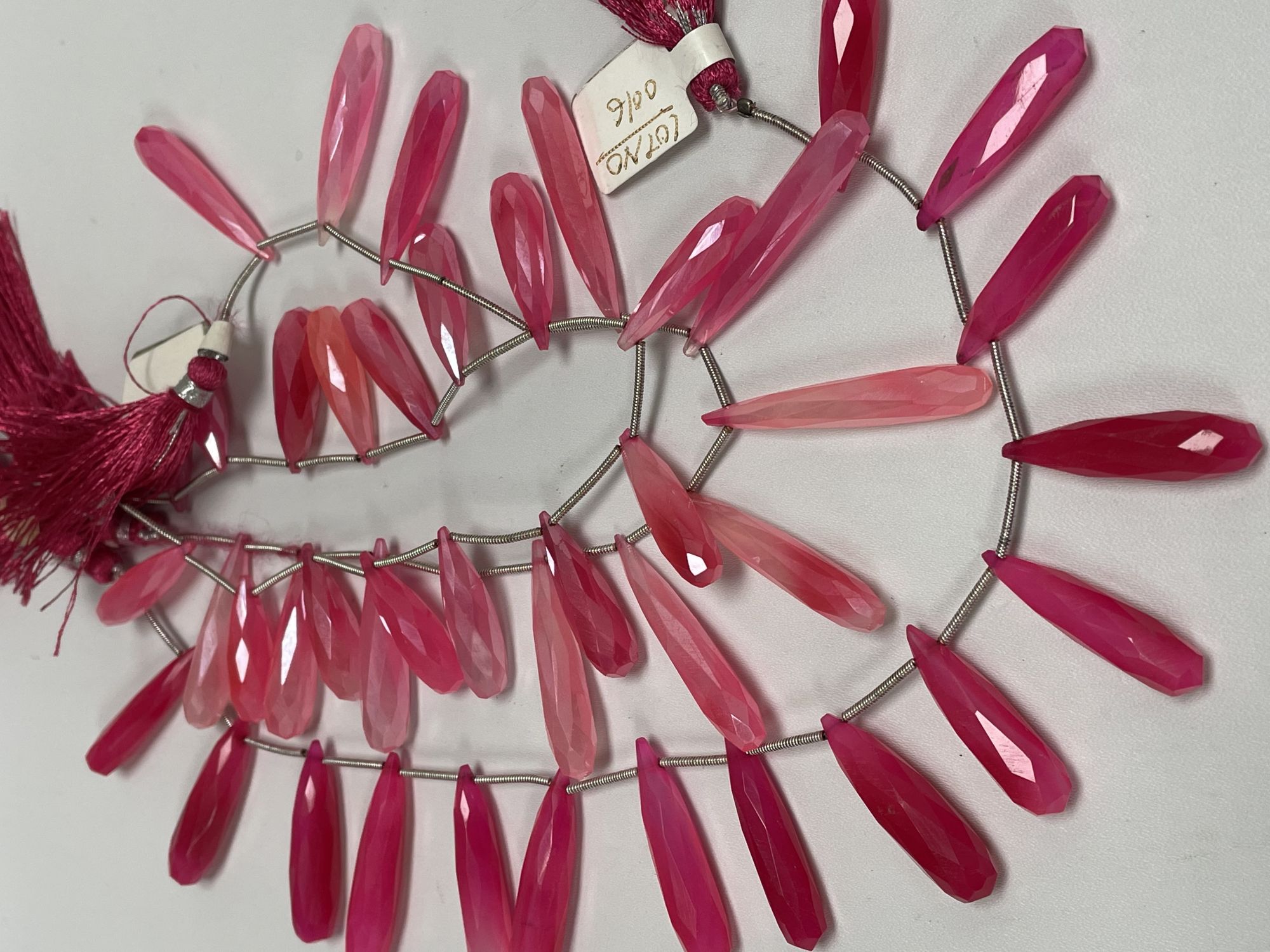 Pink Chalcedony Long Drop Faceted