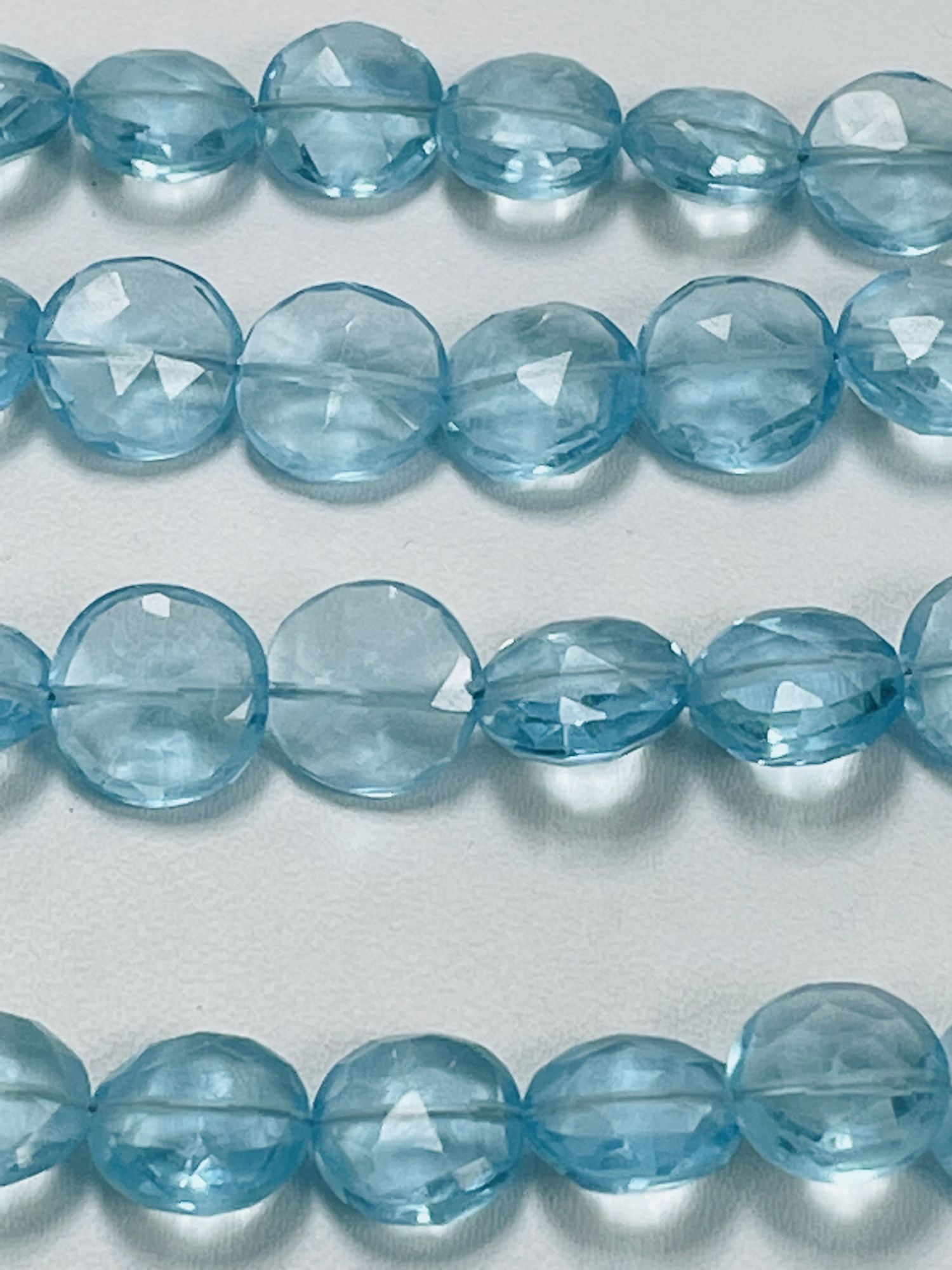 Sky Blue Hydro Quartz Coin Faceted