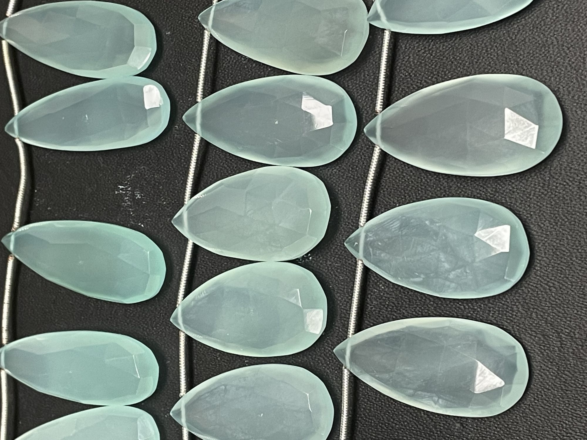 Aqua Chalcedony Long Pear Faceted